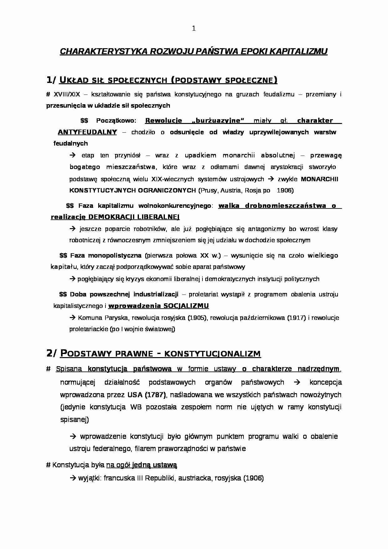 Charakterystyka panstwa w kapitalizmie - Prawo  - strona 1