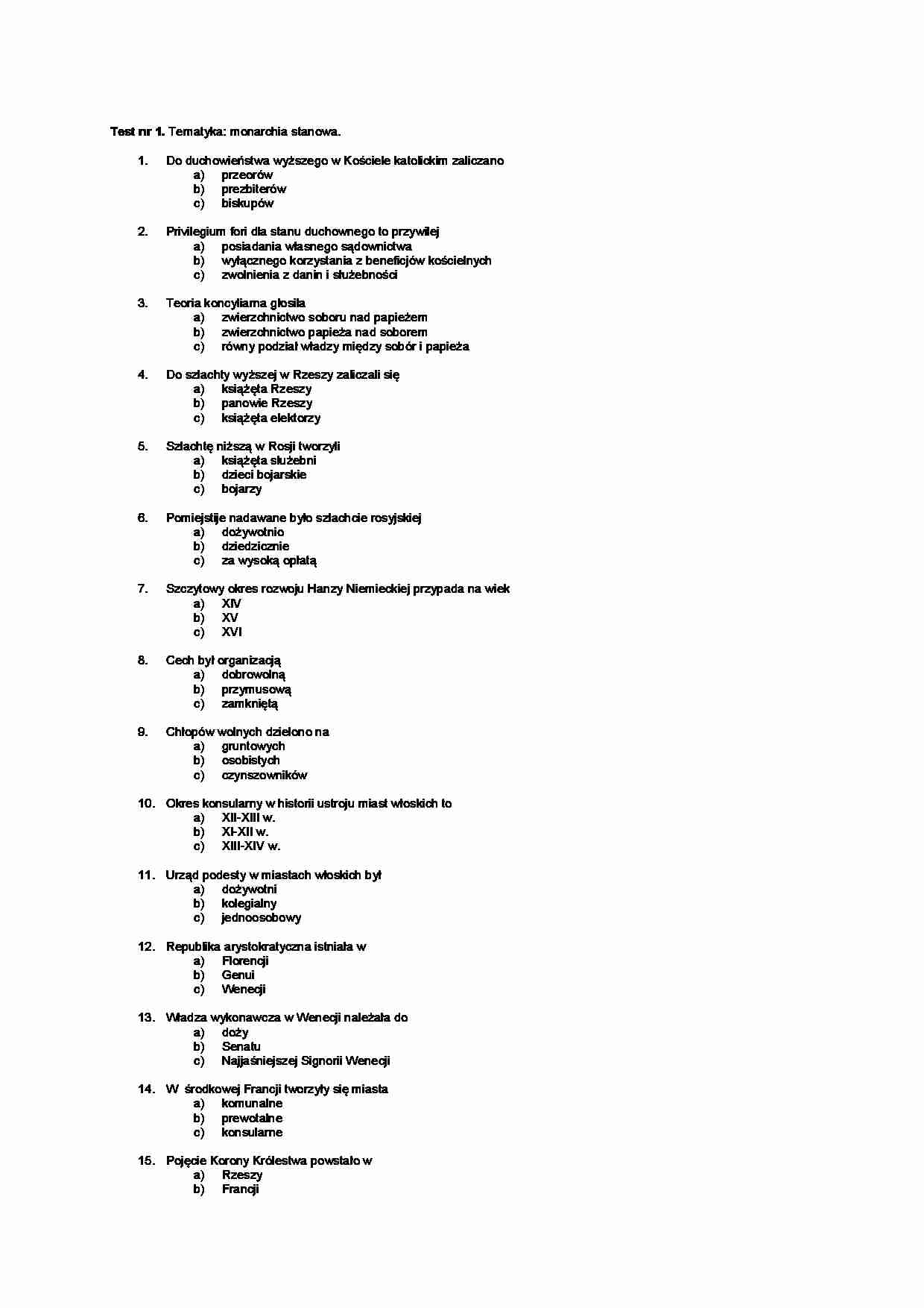 Historia państwa i prawa - testy 1 - strona 1