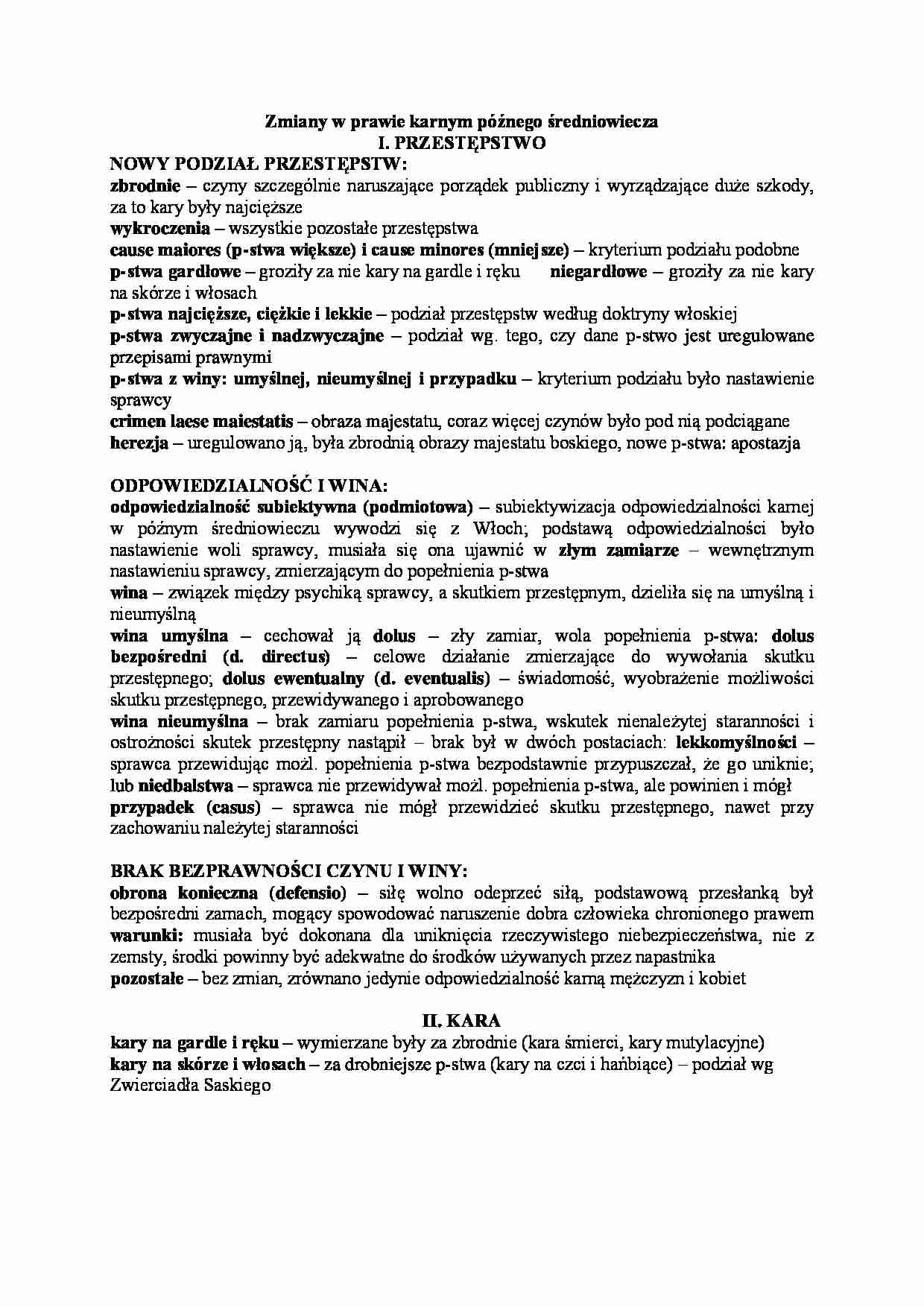 Zmiany w prawie karnym późnego średniowiecza - strona 1