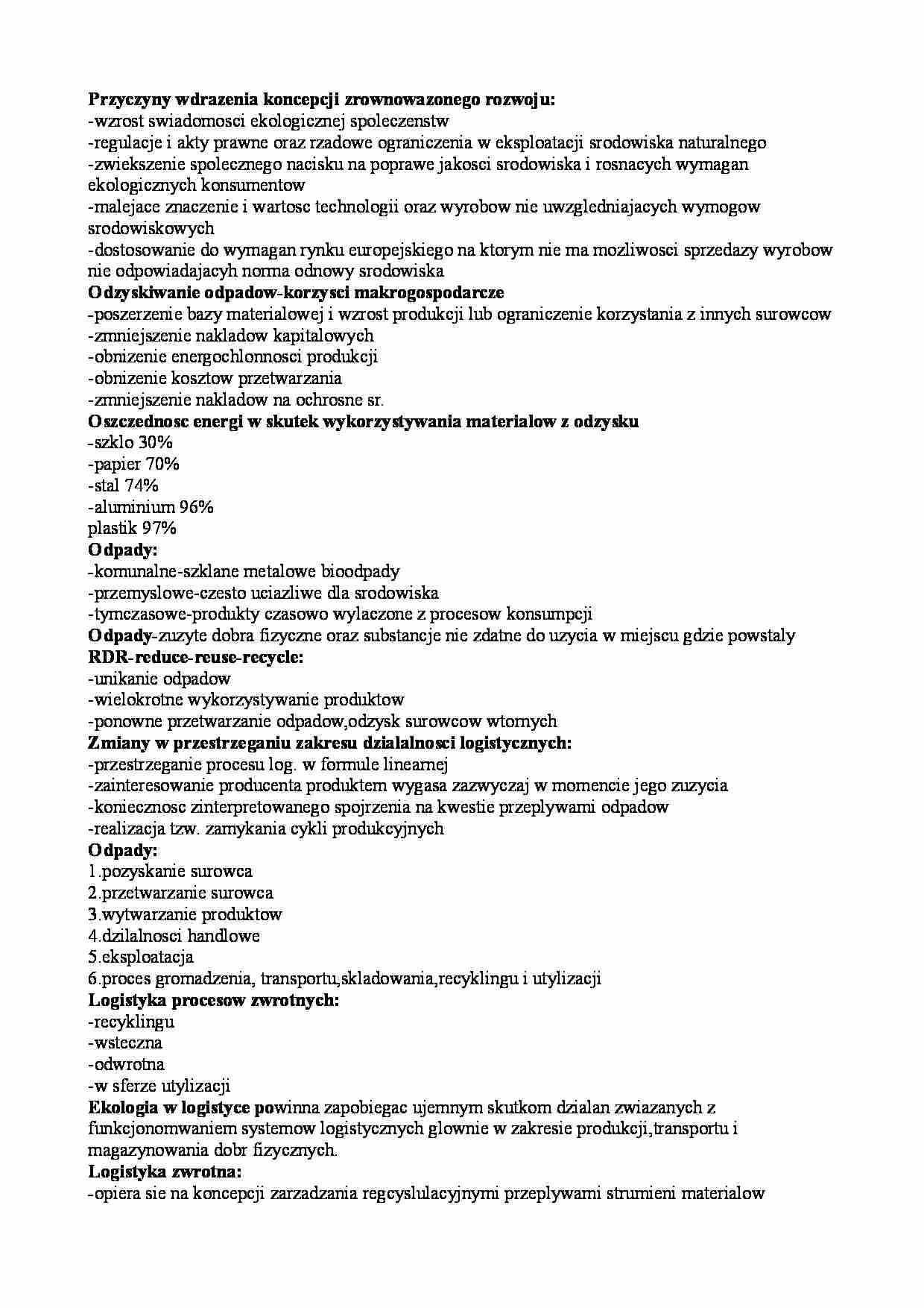 Zrównoważony rozwój - opracowanie  - strona 1