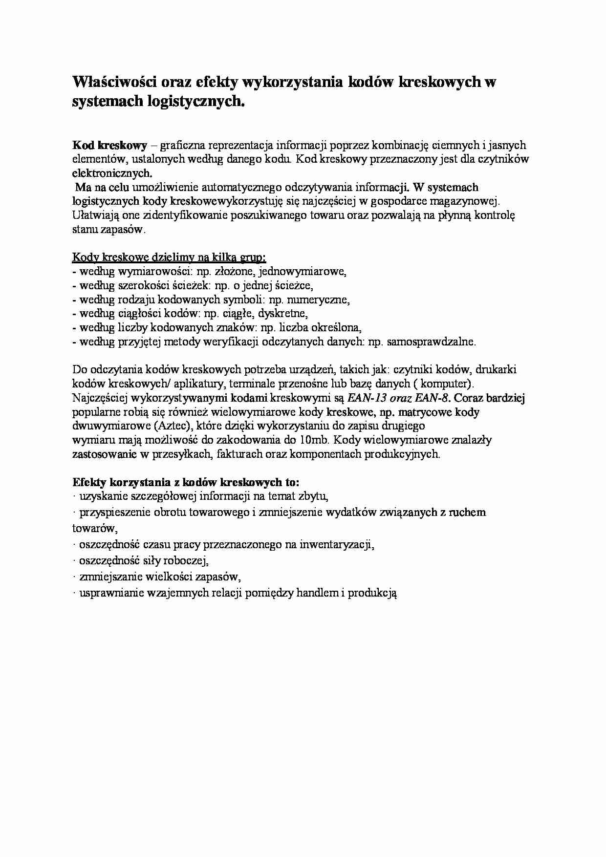 Kody kreskowe w systemach logistycznych - strona 1