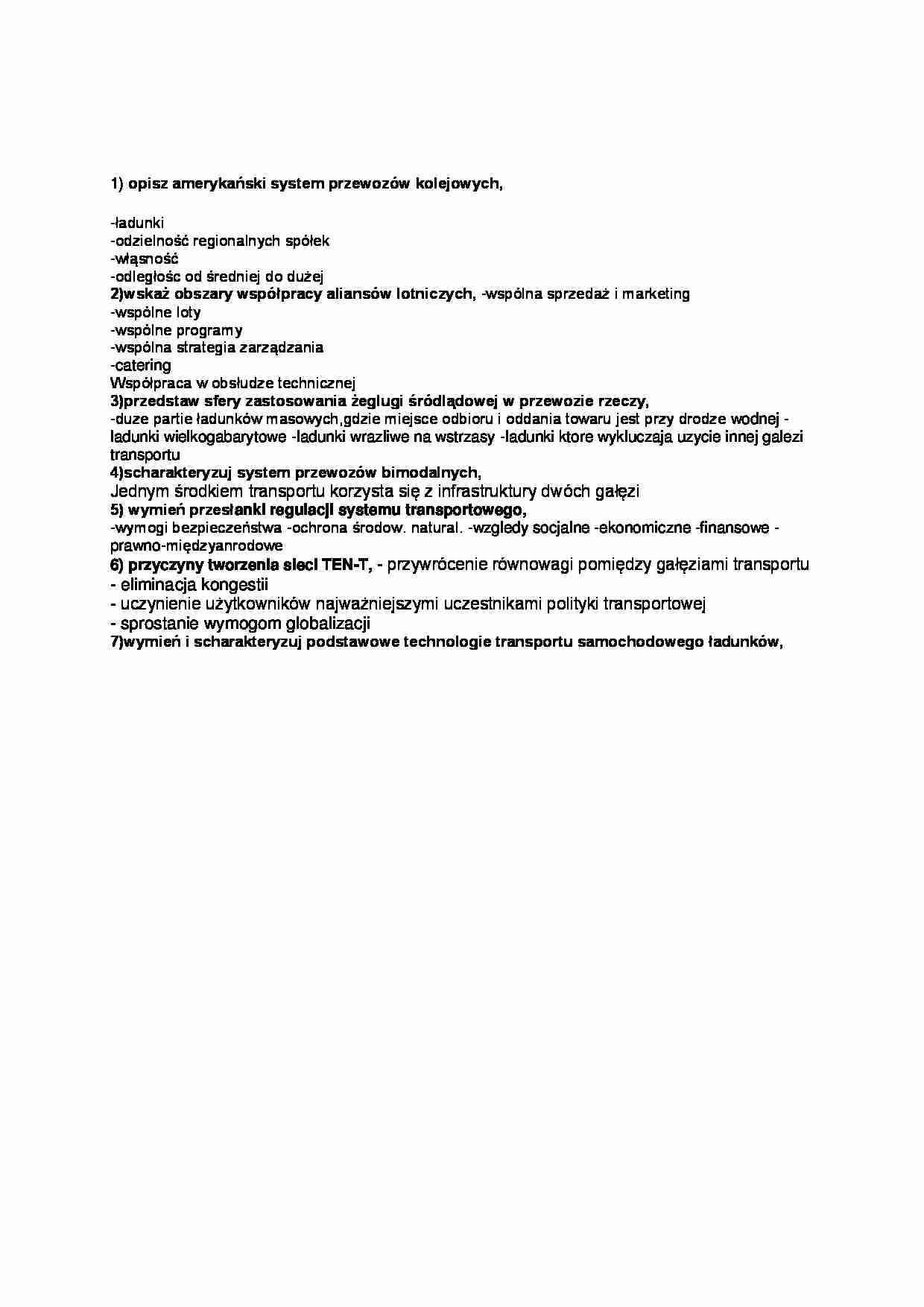 Systemy transportowe - tezy egzaminacyjne - strona 1