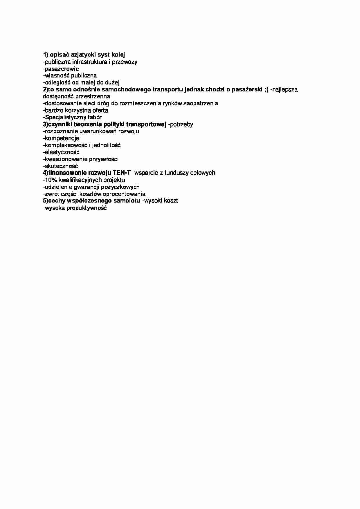 Systemy transportowe - tezy egzaminacyjne  - strona 1
