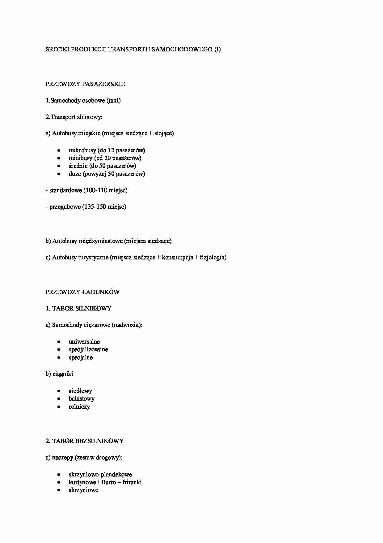 Środki produkcji transportu samochodowego - strona 1