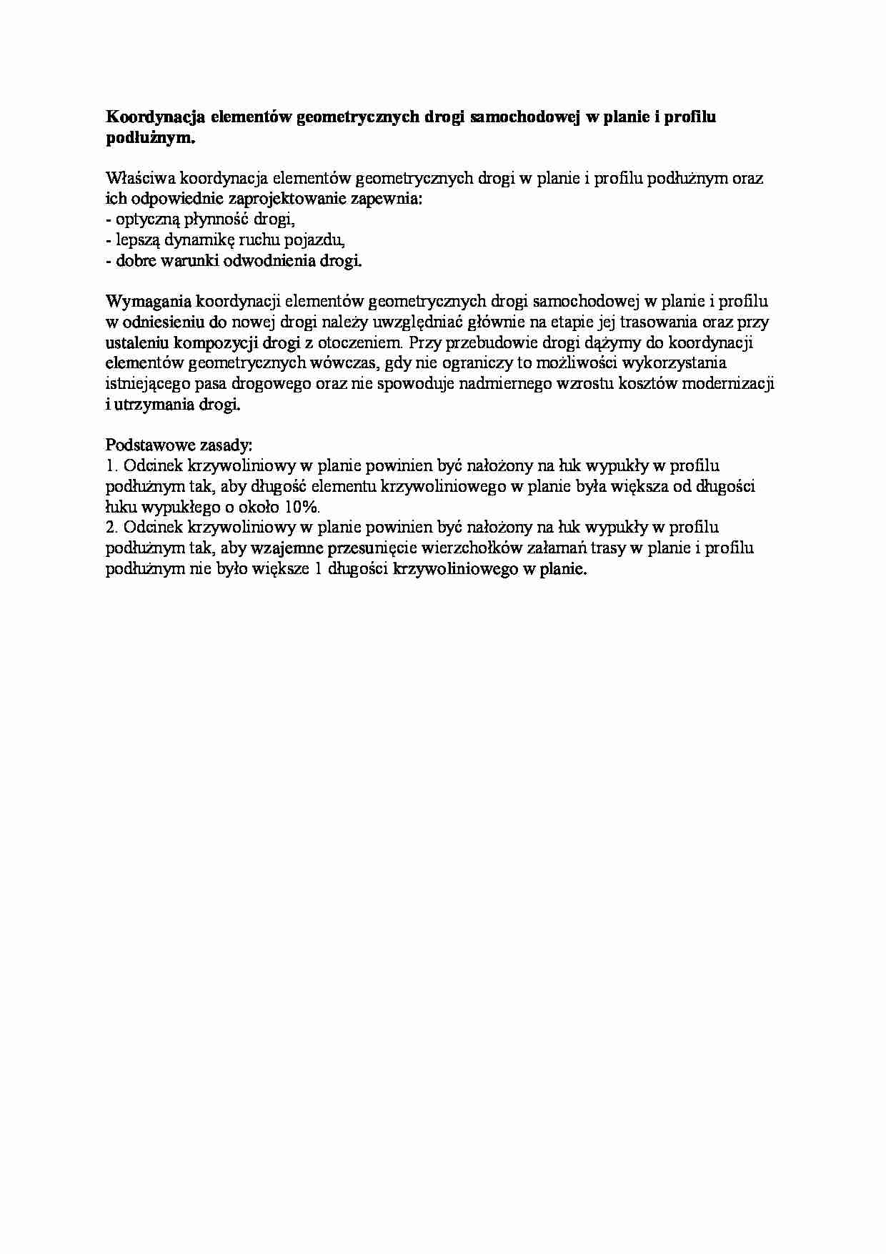 Elementy geometryczne drogi samochodowej  - strona 1