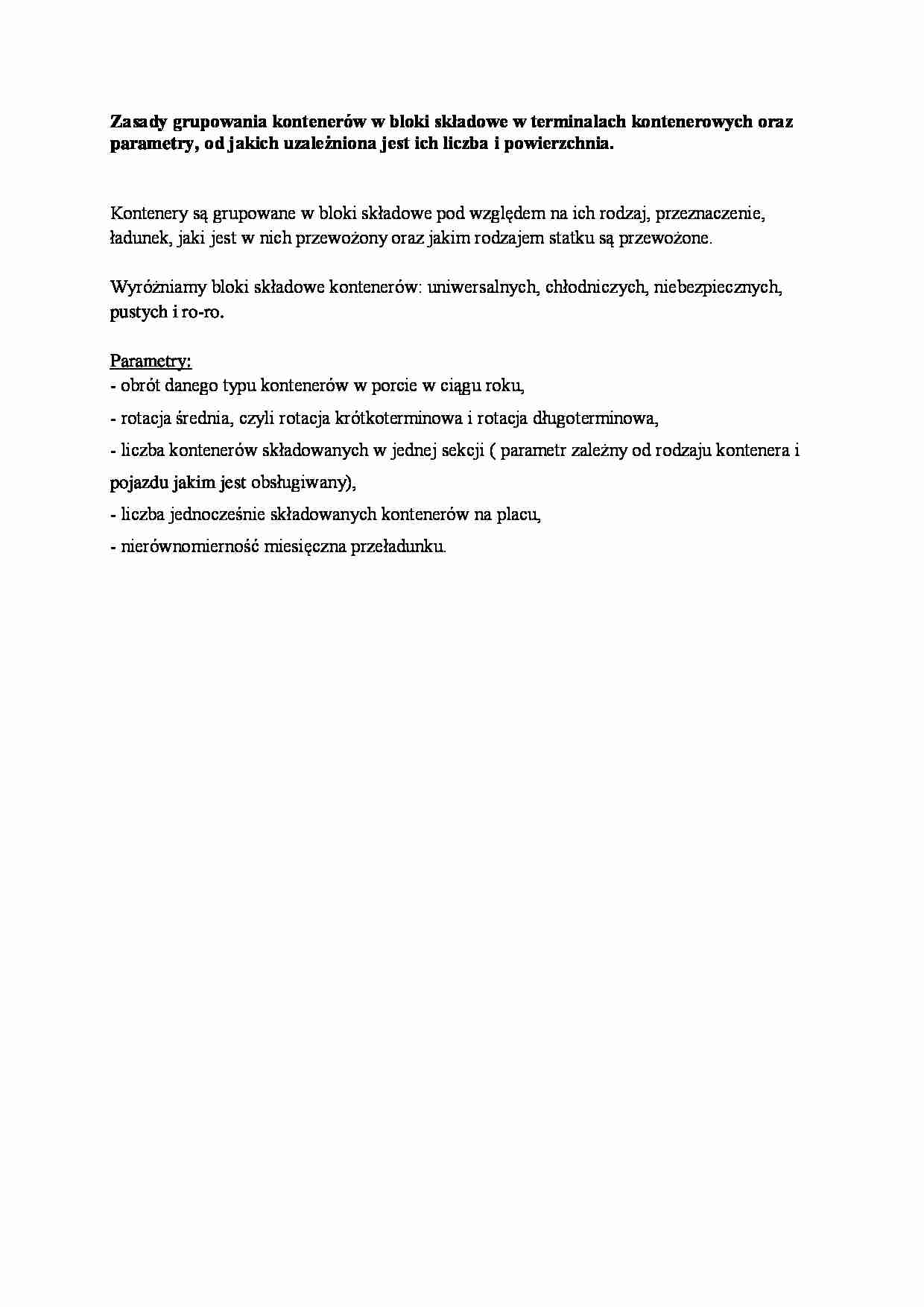 Grupowanie kontenerów w bloki składowe  - strona 1