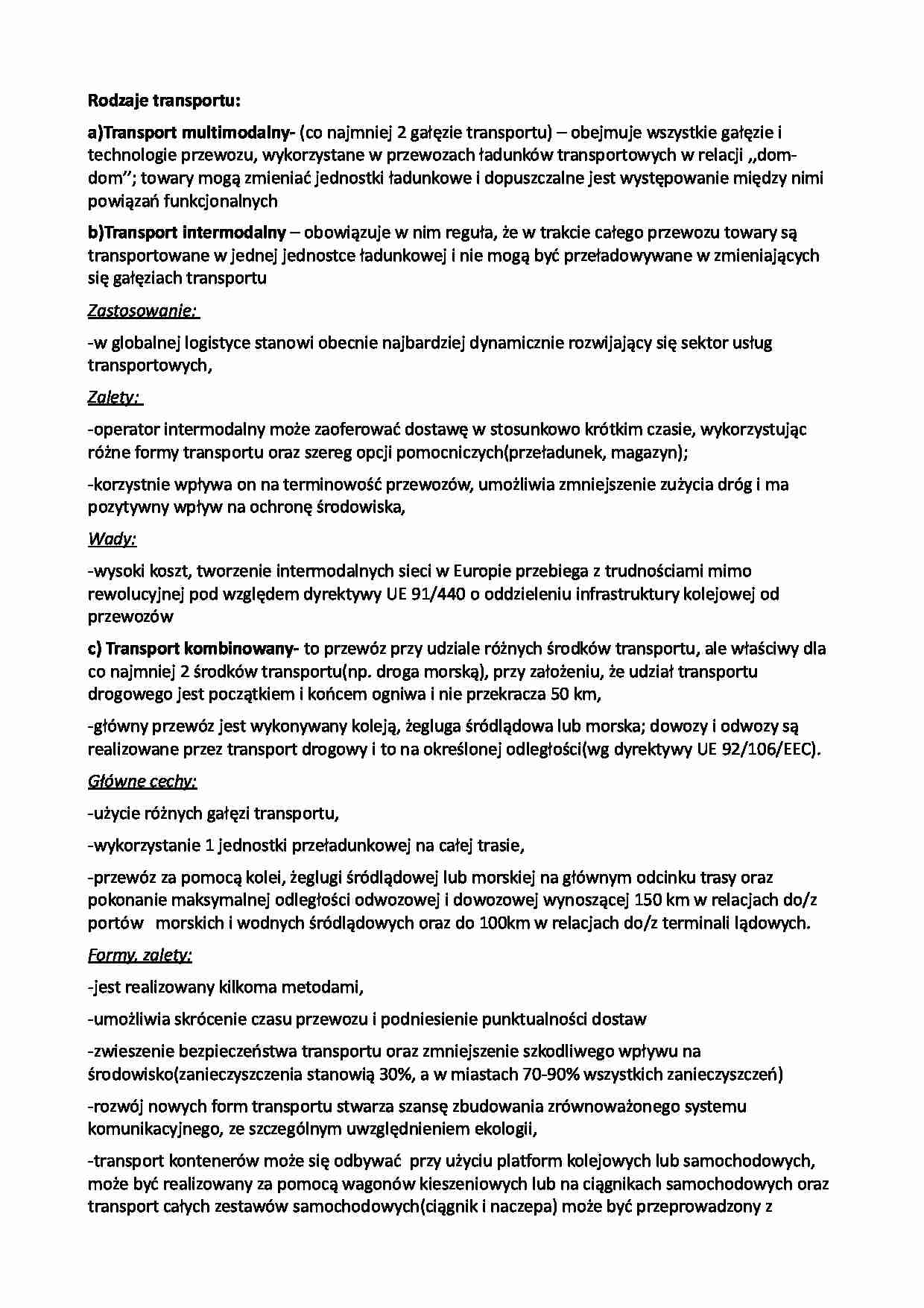 Rodzaje transportu - Transport kombinowany - strona 1
