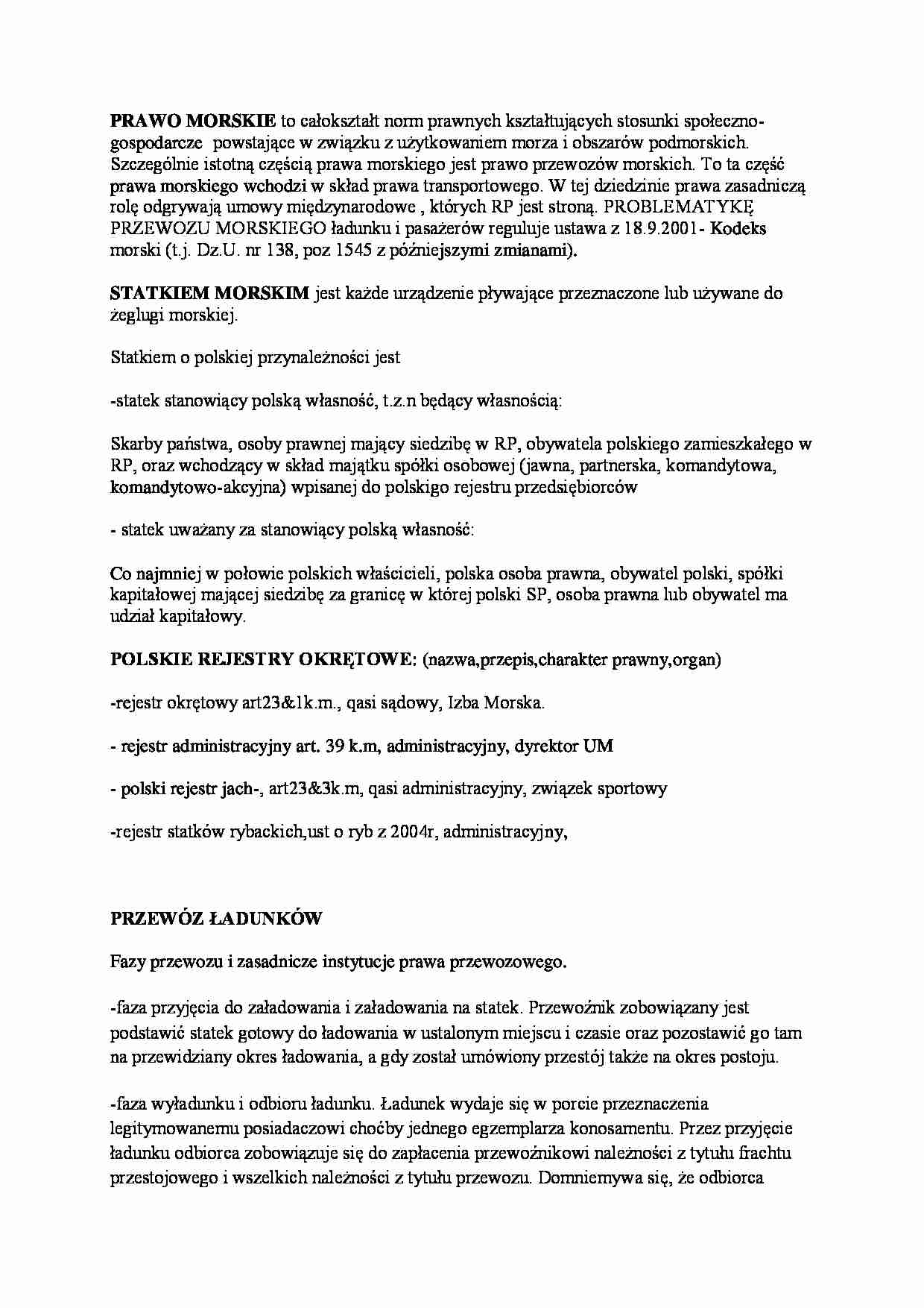 Prawo morskie - Rejestr okrętowy - strona 1