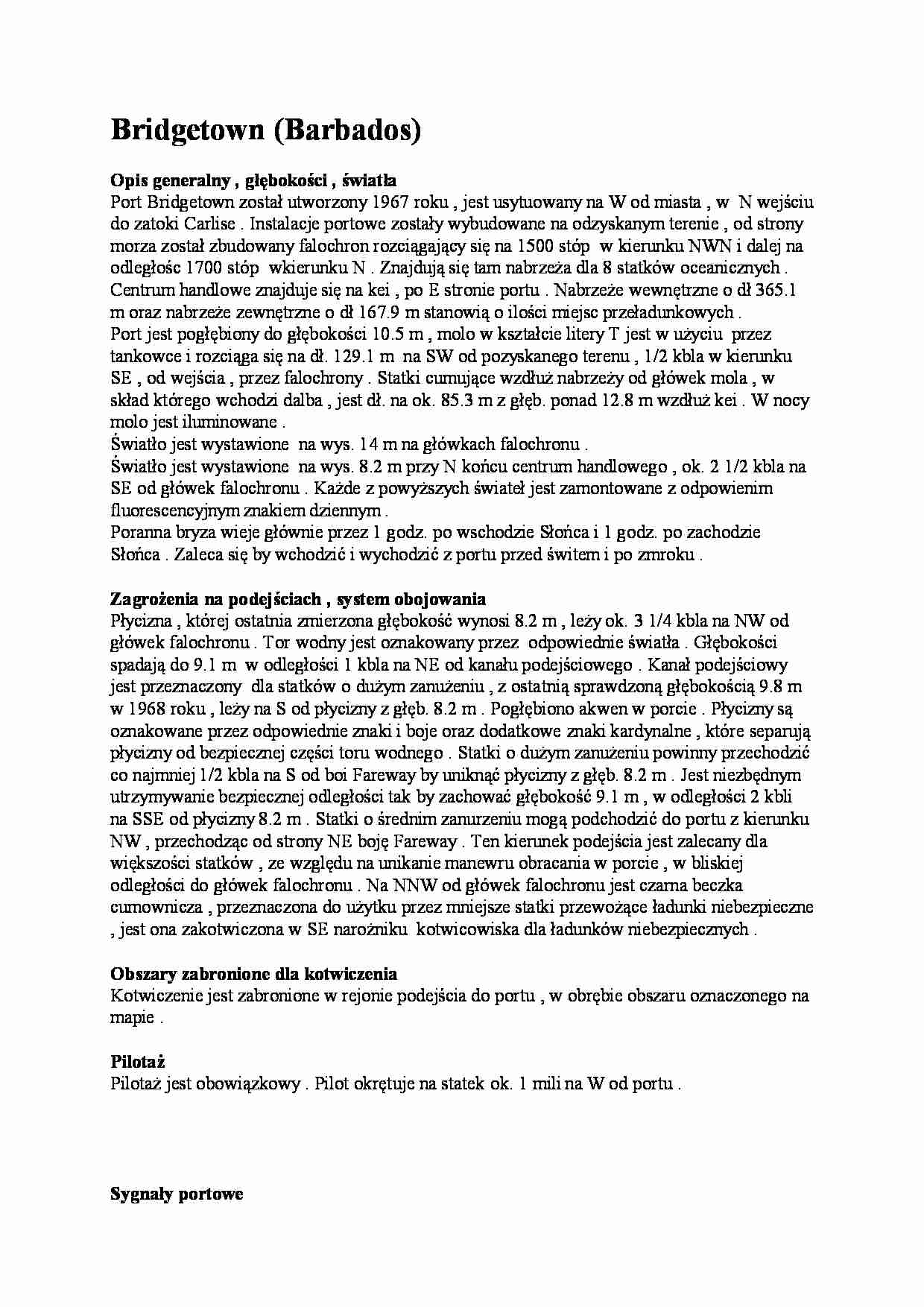 Bridgetown (Barbados) - opis - strona 1