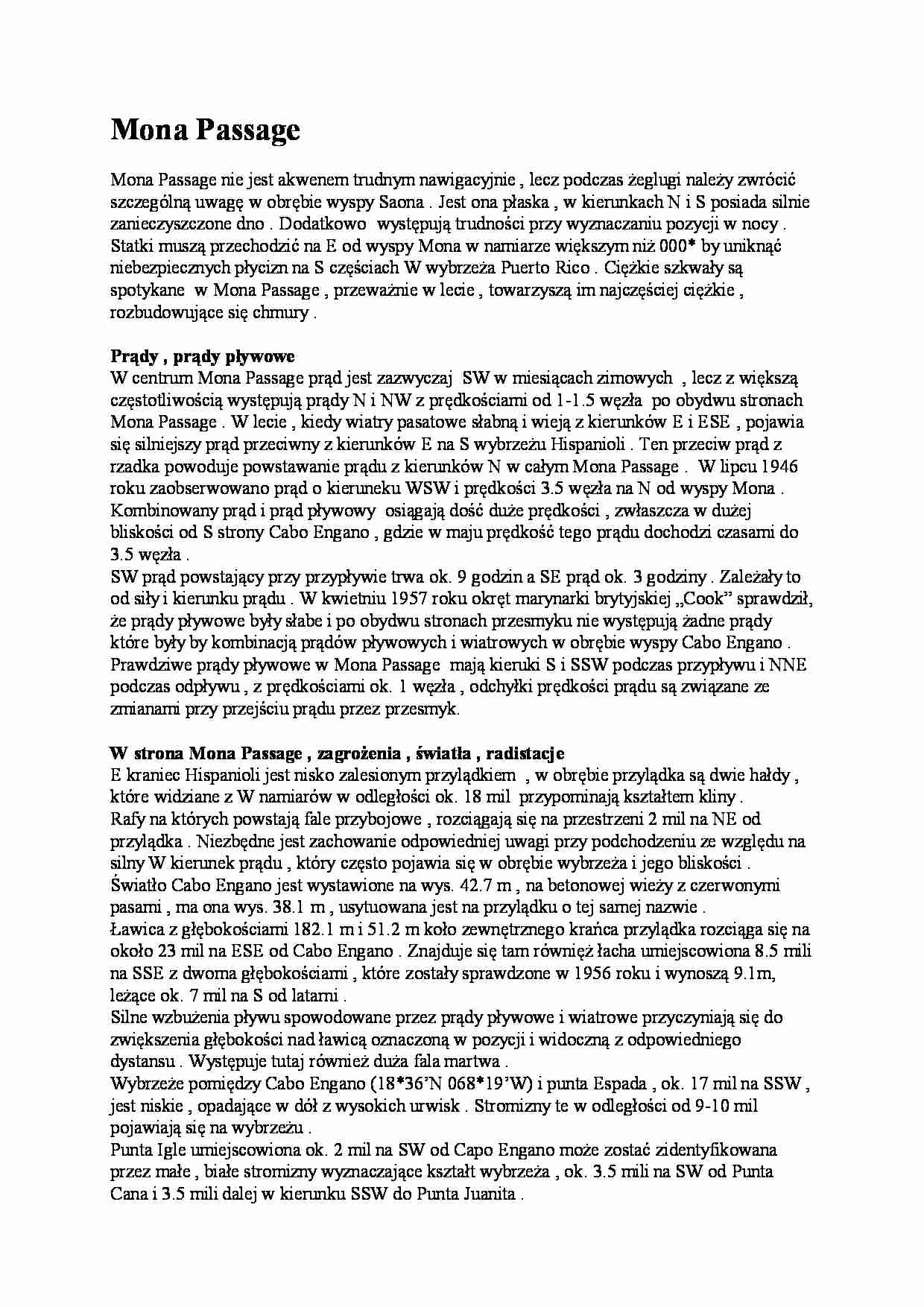 nawigacja - Mona Passage - strona 1