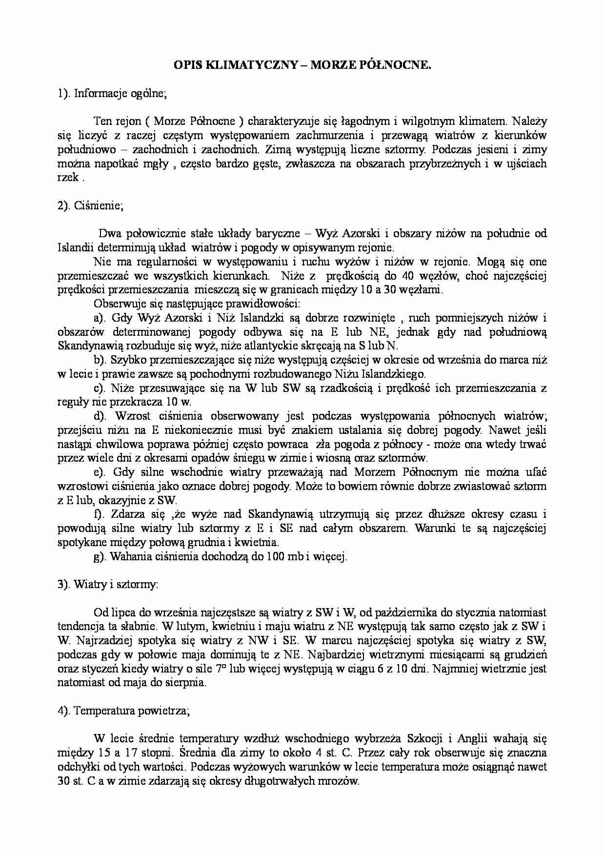 Opis klimatyczny Morza Północnego - Sytuacja sztormowa - strona 1