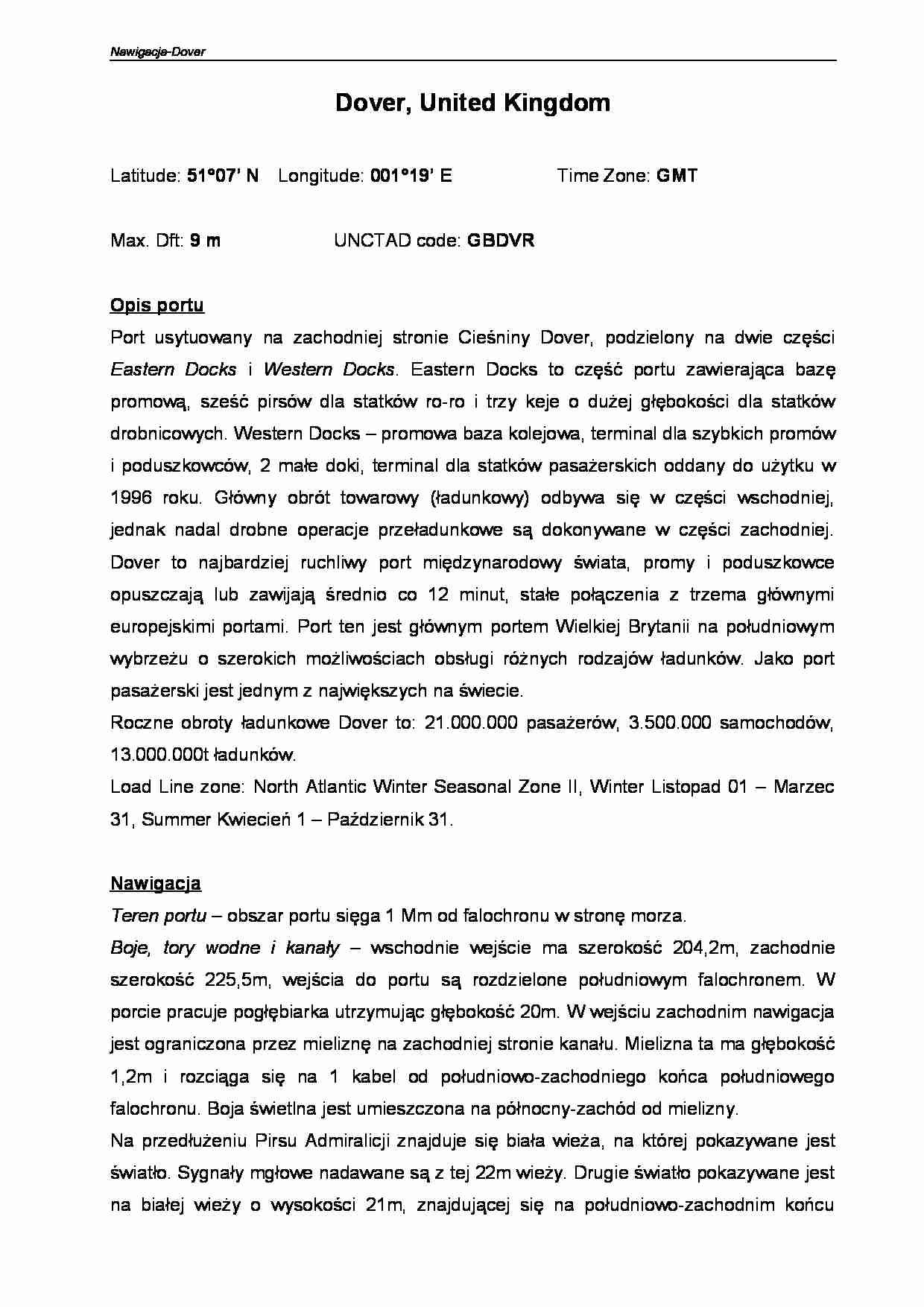 Nawigacja - port Dover - strona 1