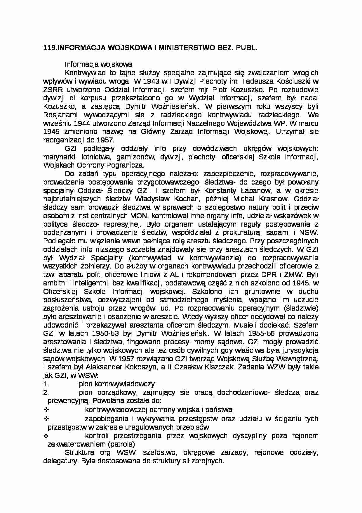 INFORMACJA WOJSKOWA I MINISTERSTWO BEZ. PUBL. - Prawo  - strona 1