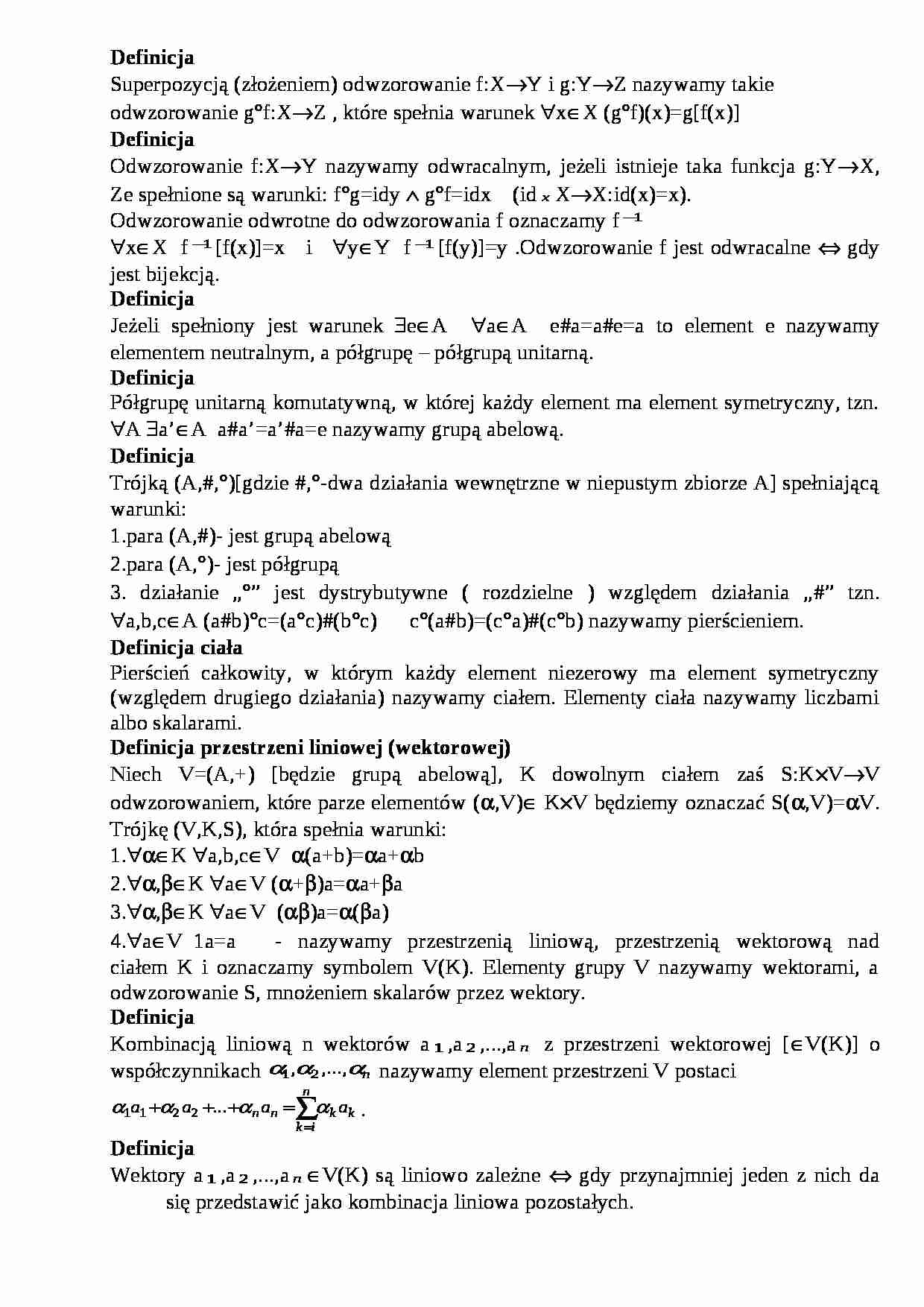 Algebra-definicje - strona 1