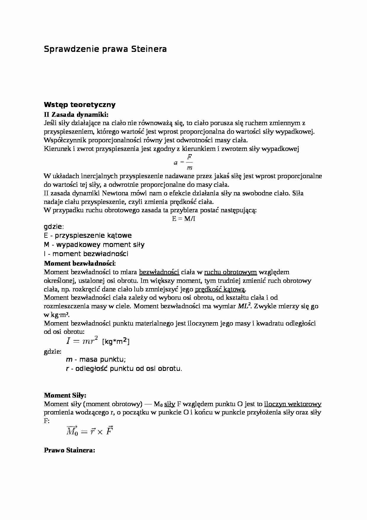 Sprawdzenie prawa Steinera - strona 1