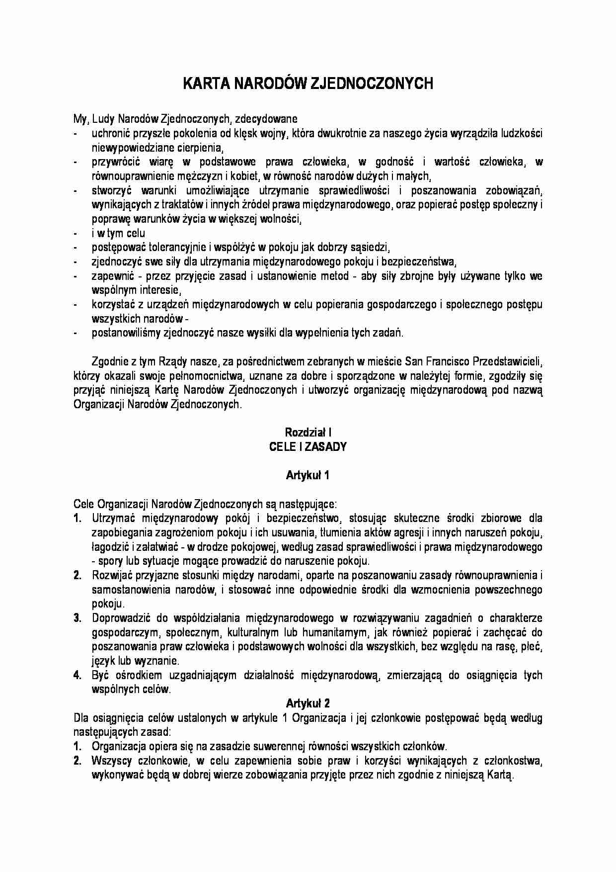 Karta Narod?w Zjednoczonych - Prawo  - strona 1