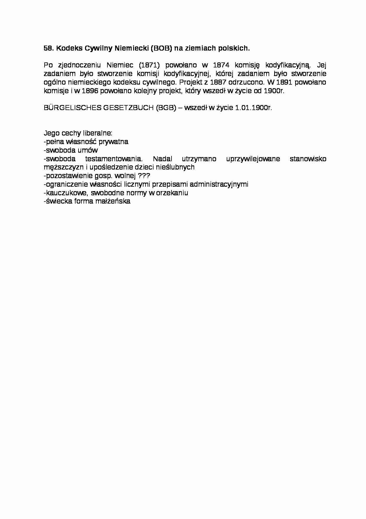 Kodeks Cywilny Niemiecki (BOB) na ziemiach polskich - Prawo  - strona 1