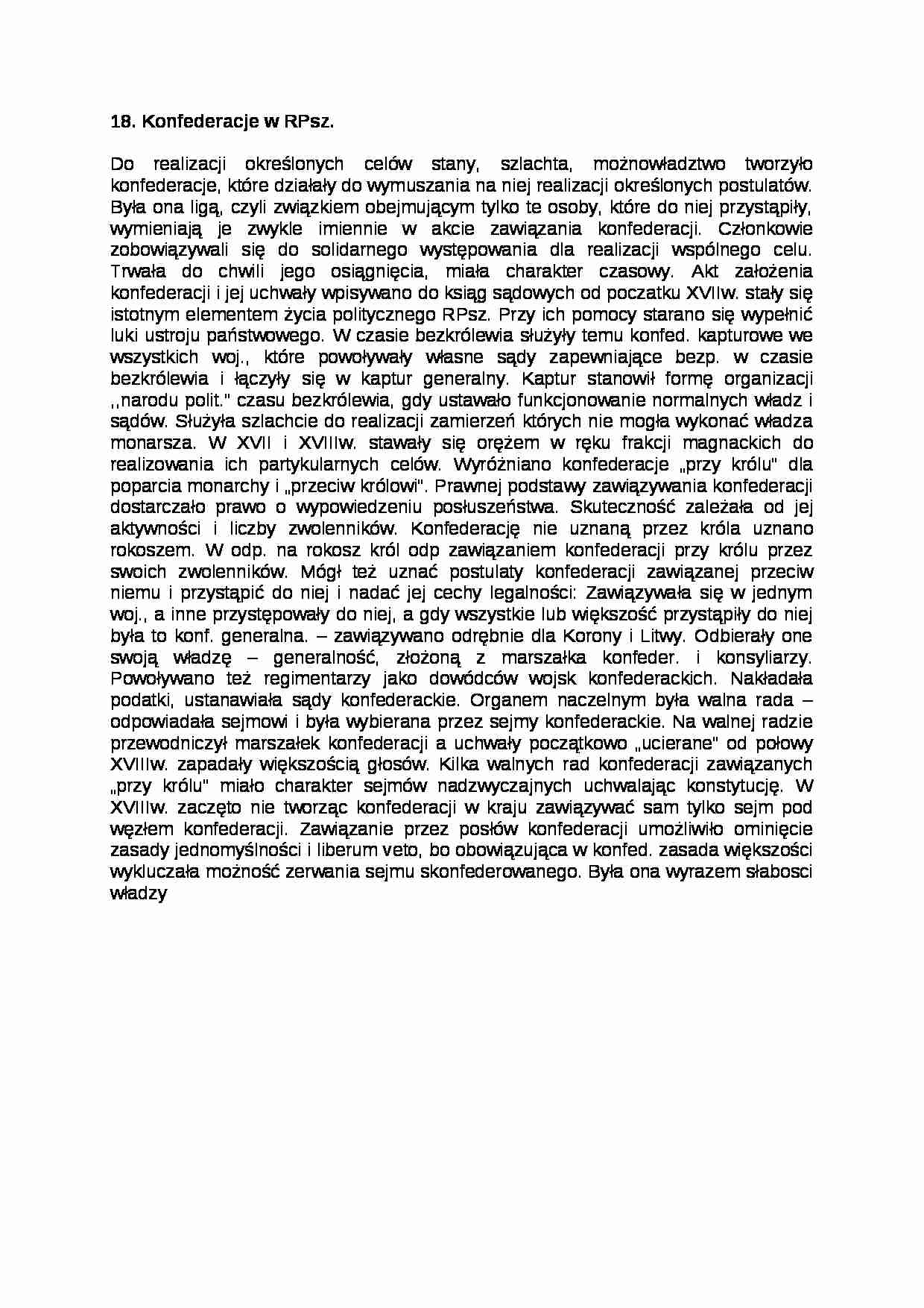 Konfederacje w RPsz. - Prawo  - strona 1