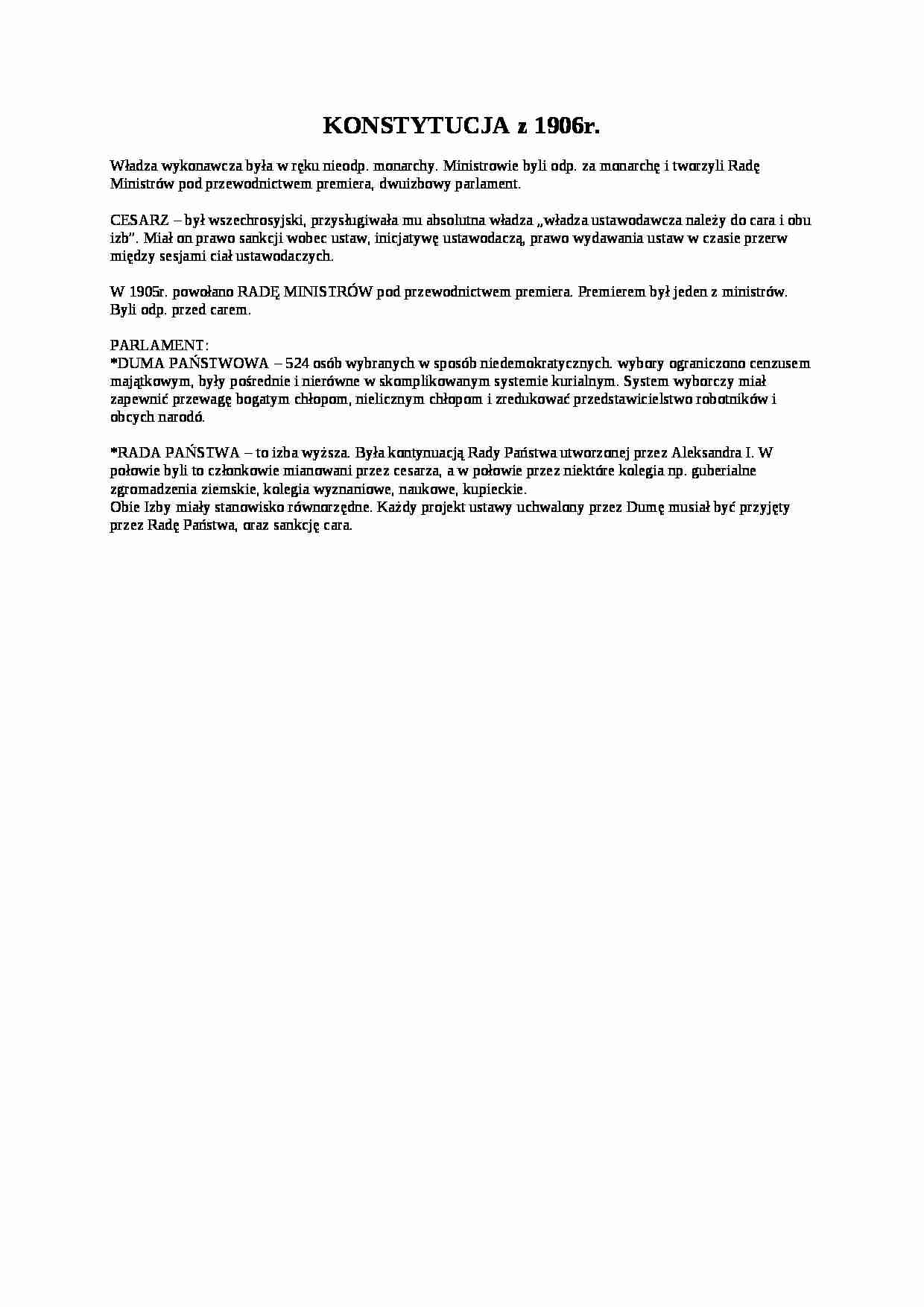 Konstytucja z 1906r - Prawo  - strona 1