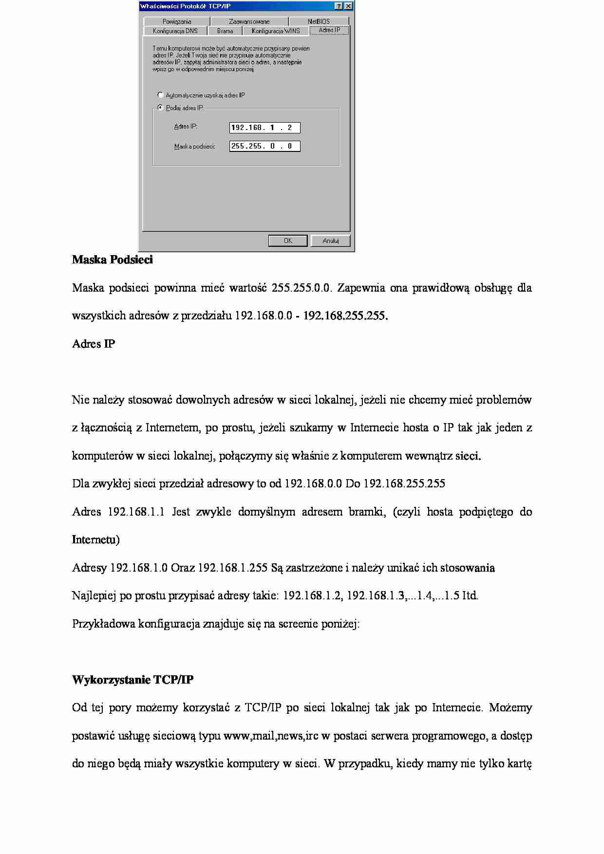 Maska Podsieci - Adres IP  - strona 1