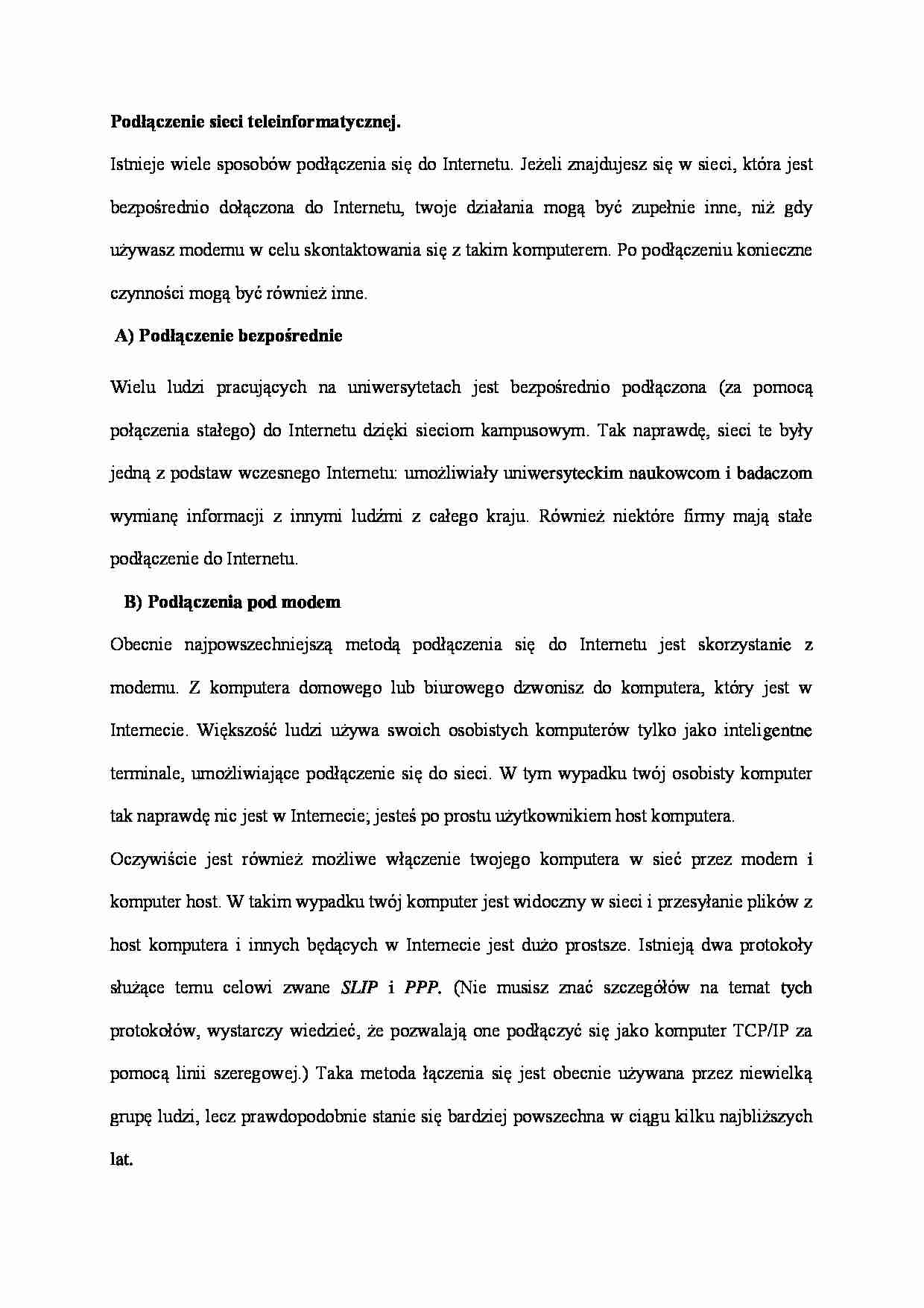 Podłączenie sieci teleinformatycznej - strona 1