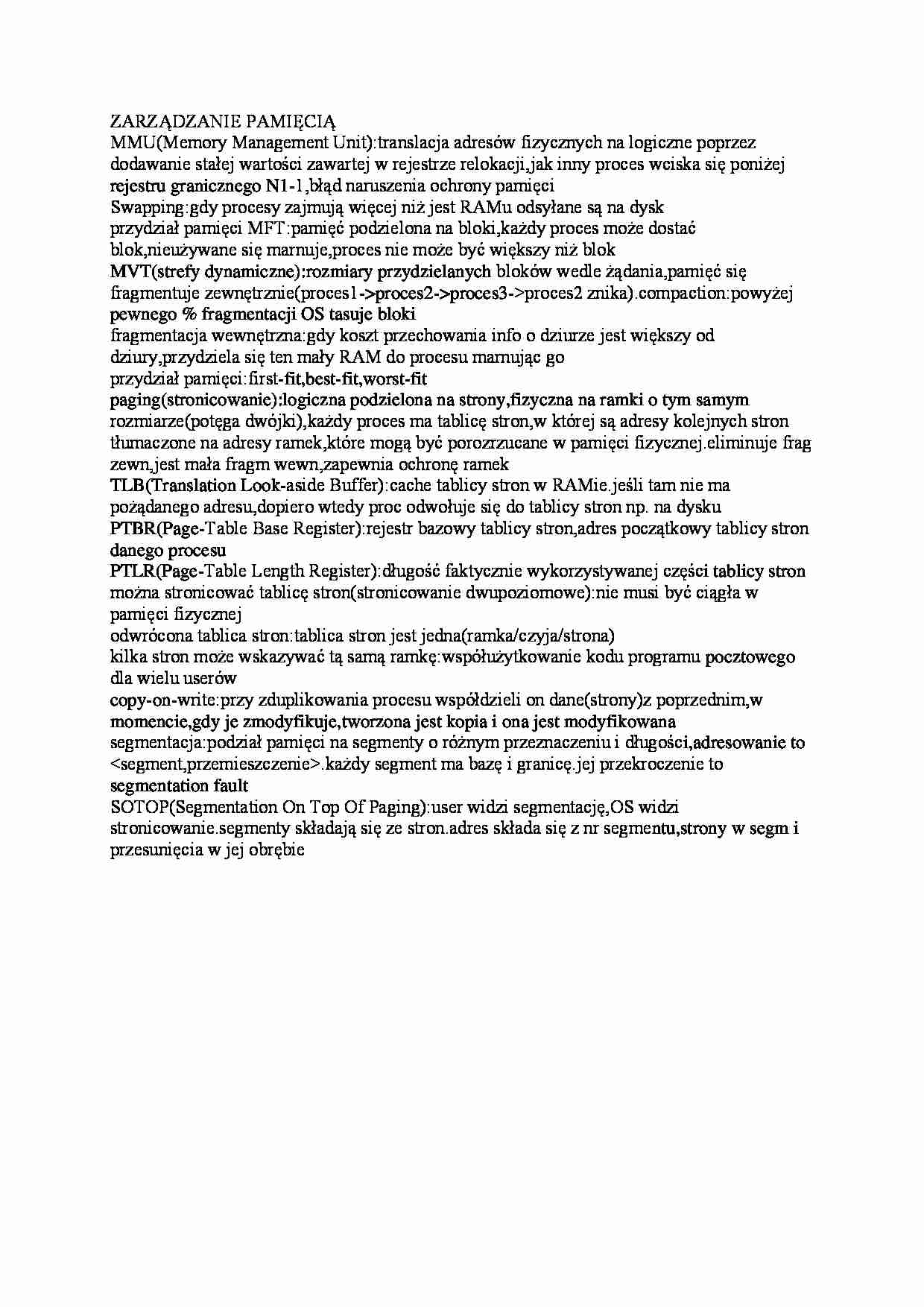 Zarządzanie pamięcią - strona 1