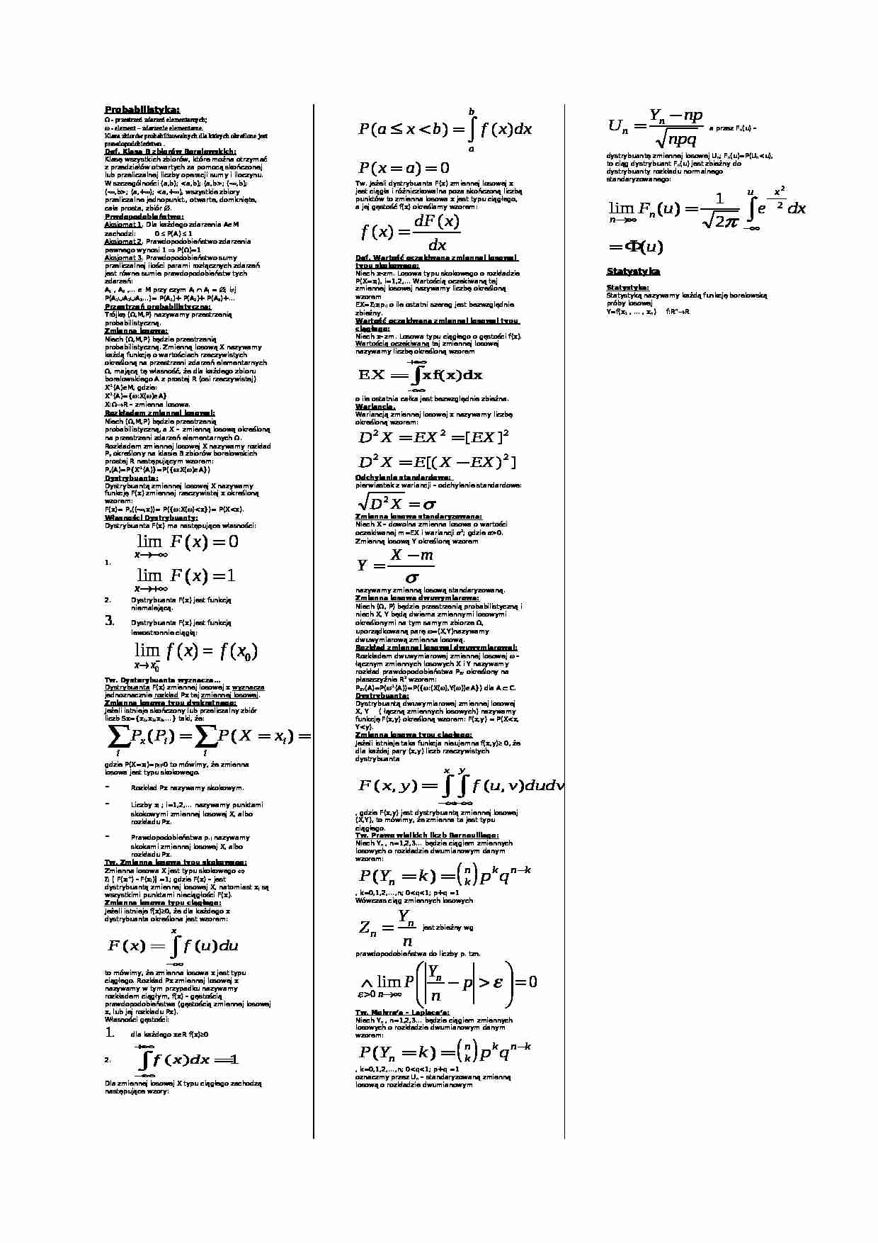 Probabilistyka-opracowanie - strona 1