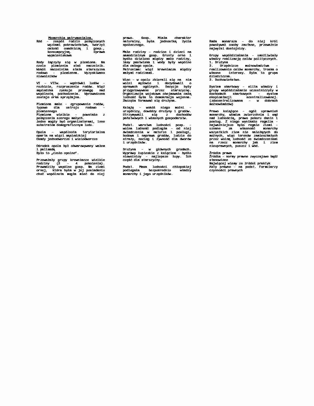 Monarchia patrymonialna - Prawo  - strona 1