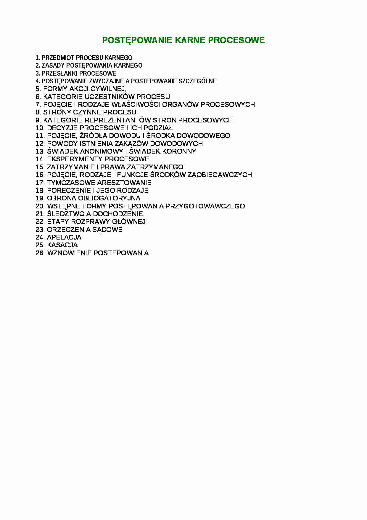 POSTEPOWANIE KARNE PROCESOWE - Prawo  - strona 1