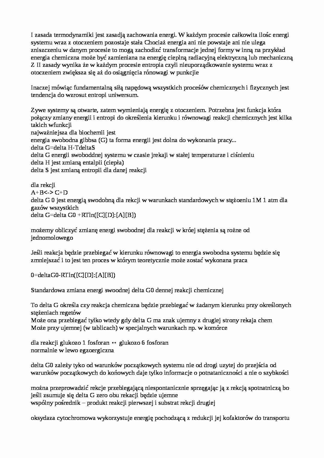 Enzymologia - notatki z wykładu 1 - strona 1
