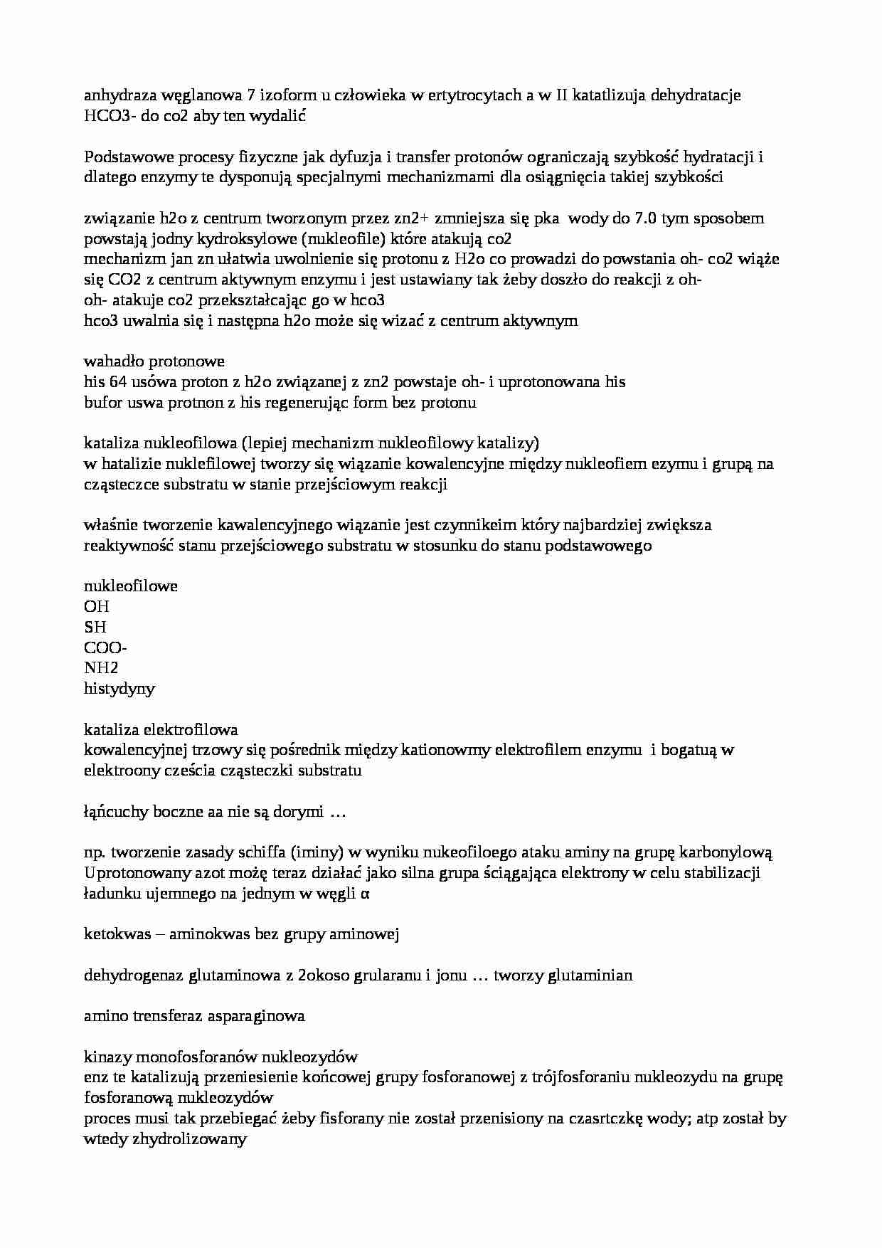 Enzymologia - notatki z wykładu 7 - strona 1