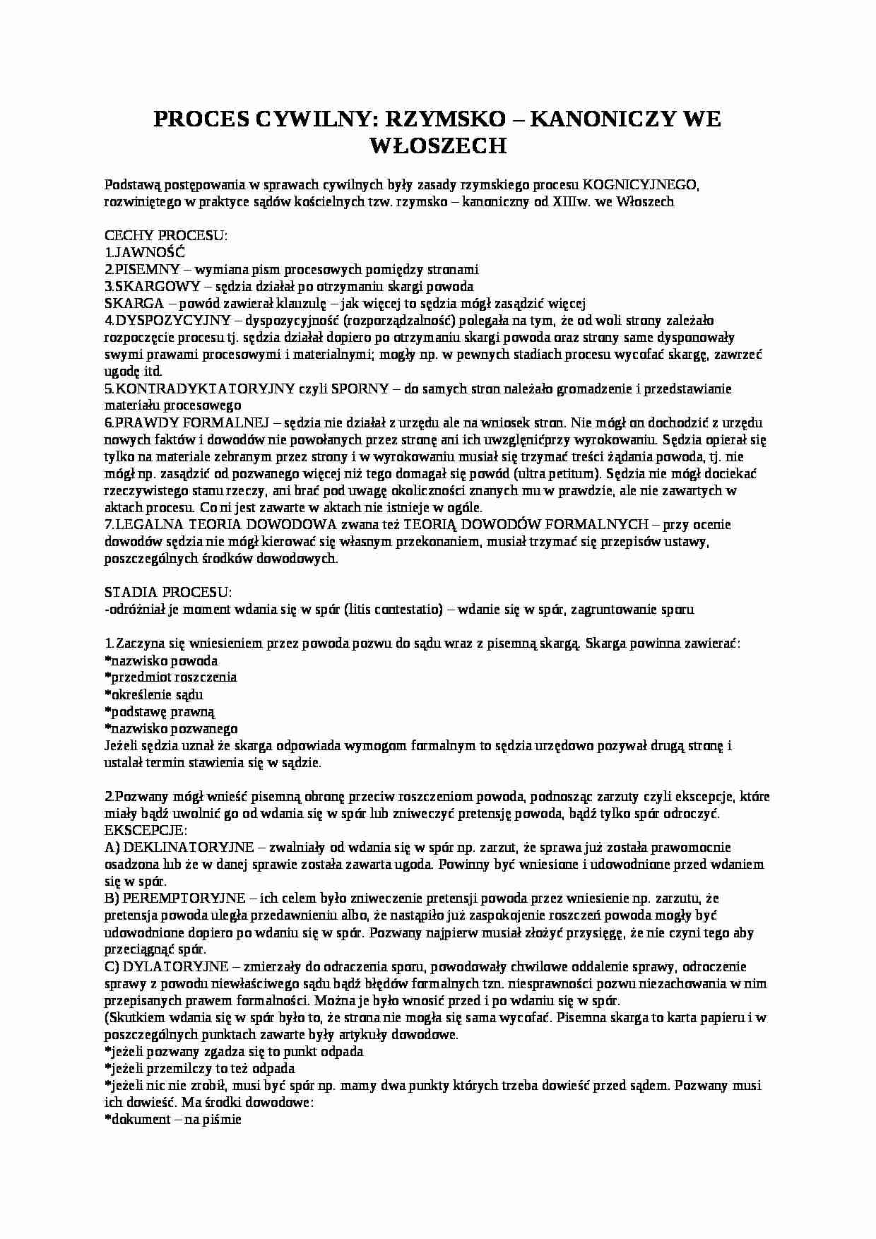 PROCES CYWILNY - Prawo  - strona 1