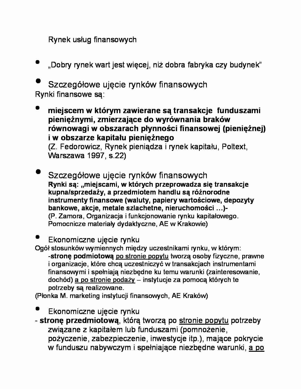 Rynek usług finansowych - wykład z badań rynku usług finansowych - strona 1