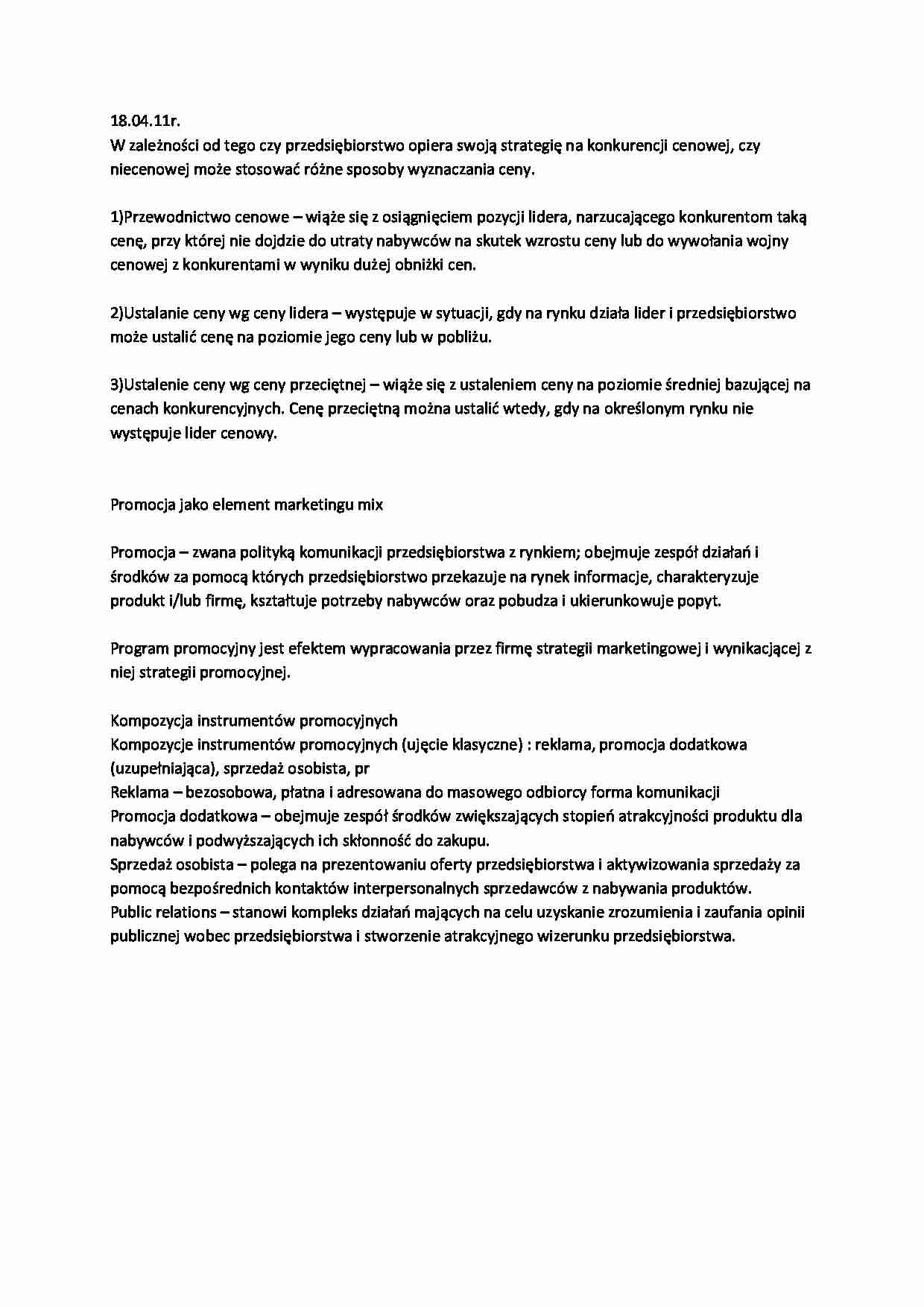 Wykład 7 z podstaw marketingu - strona 1