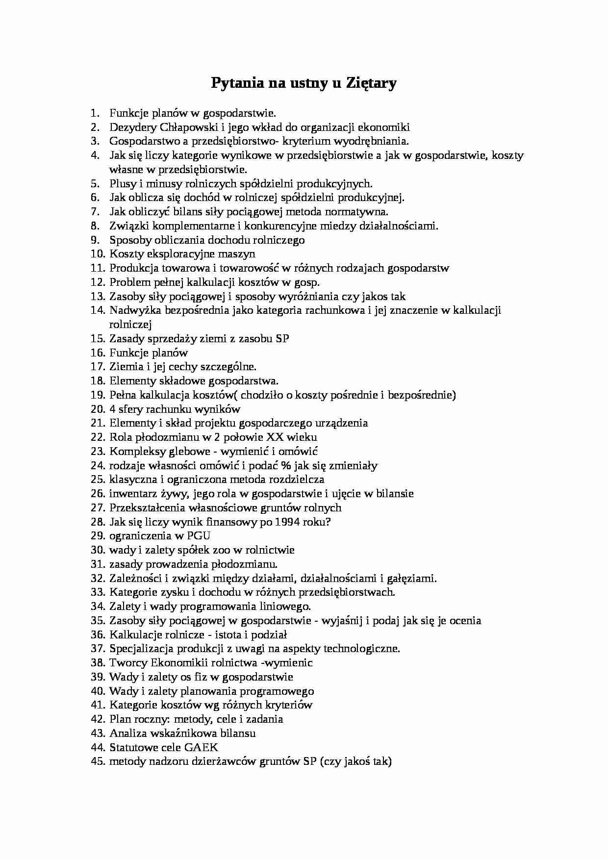 Pytania na egzamin ustny z ekonomiki i organizacji przedsiebiorstw - strona 1