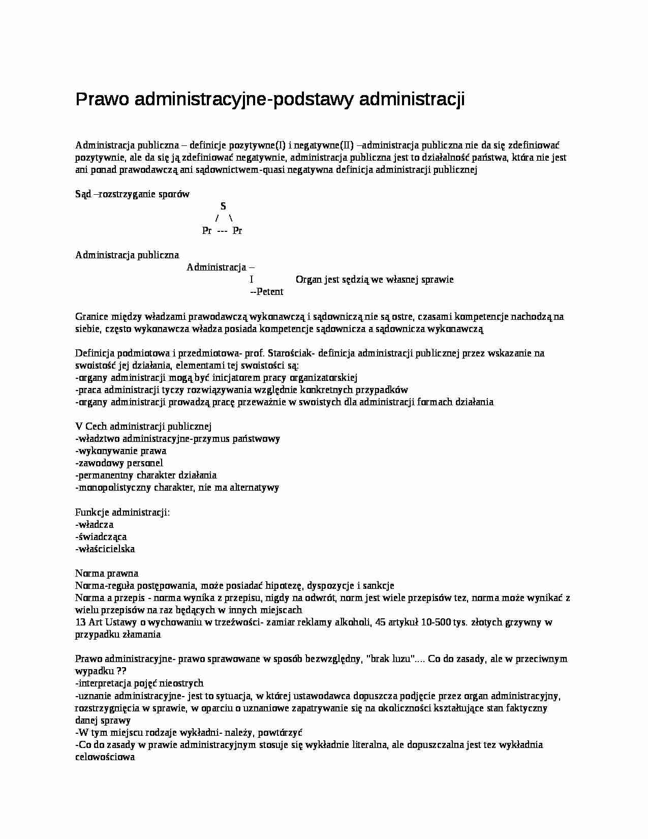 Prawo administracyjne-podstawy administracji - Prawo  - strona 1