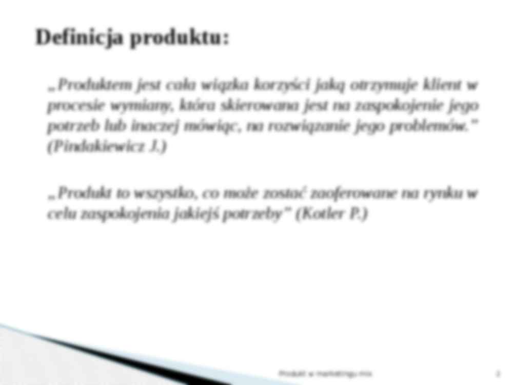 Produkt w marketingu mix - prezentacja na ćwiczenia z podstaw marketingu - strona 2