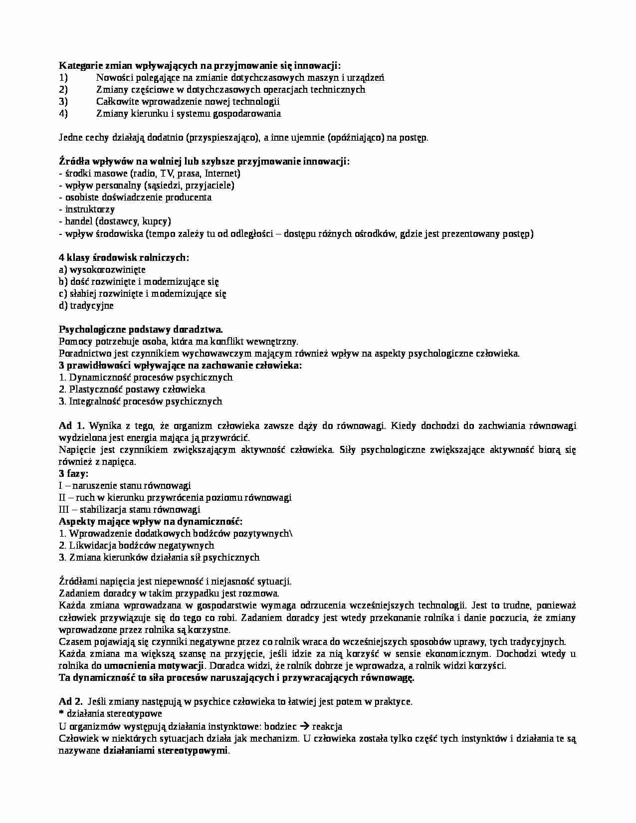 Kategorie zmian wpływających na przyjmowanie się innowacji - strona 1