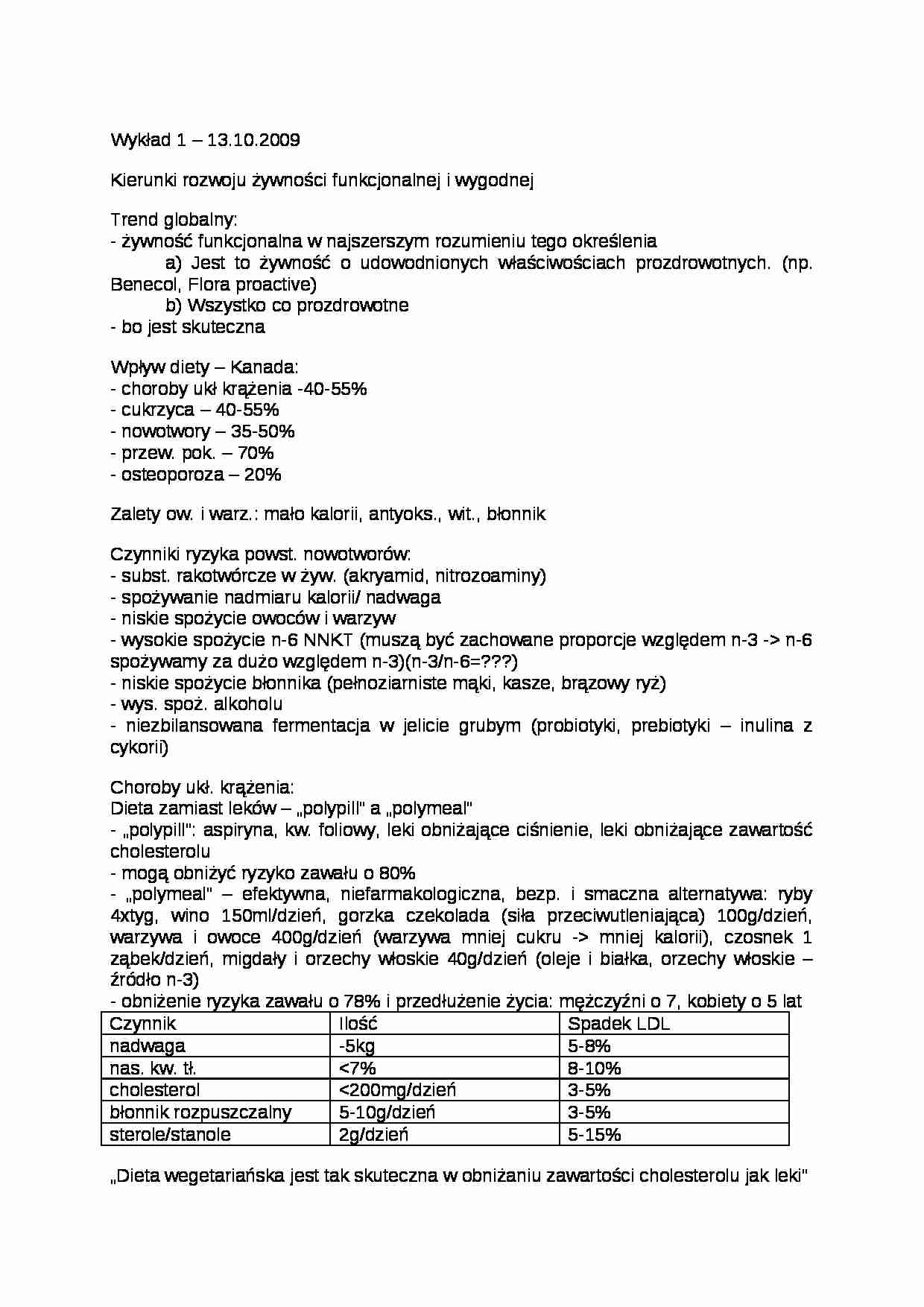 Kierunki rozwoju żywności funkcjonalnej i wygodnej-wykład - strona 1