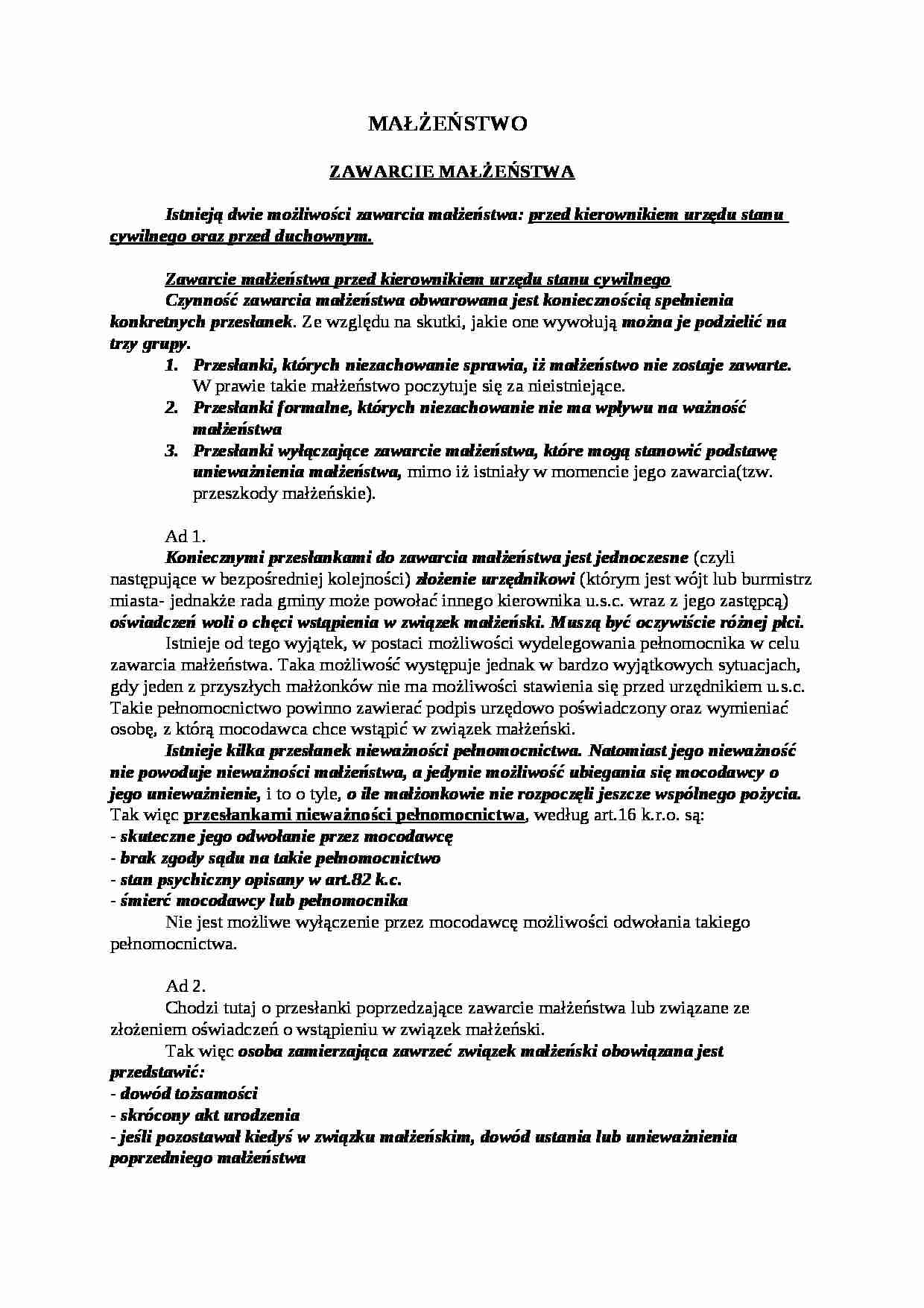 Prawo rodzinne notatki - Prawo  - strona 1