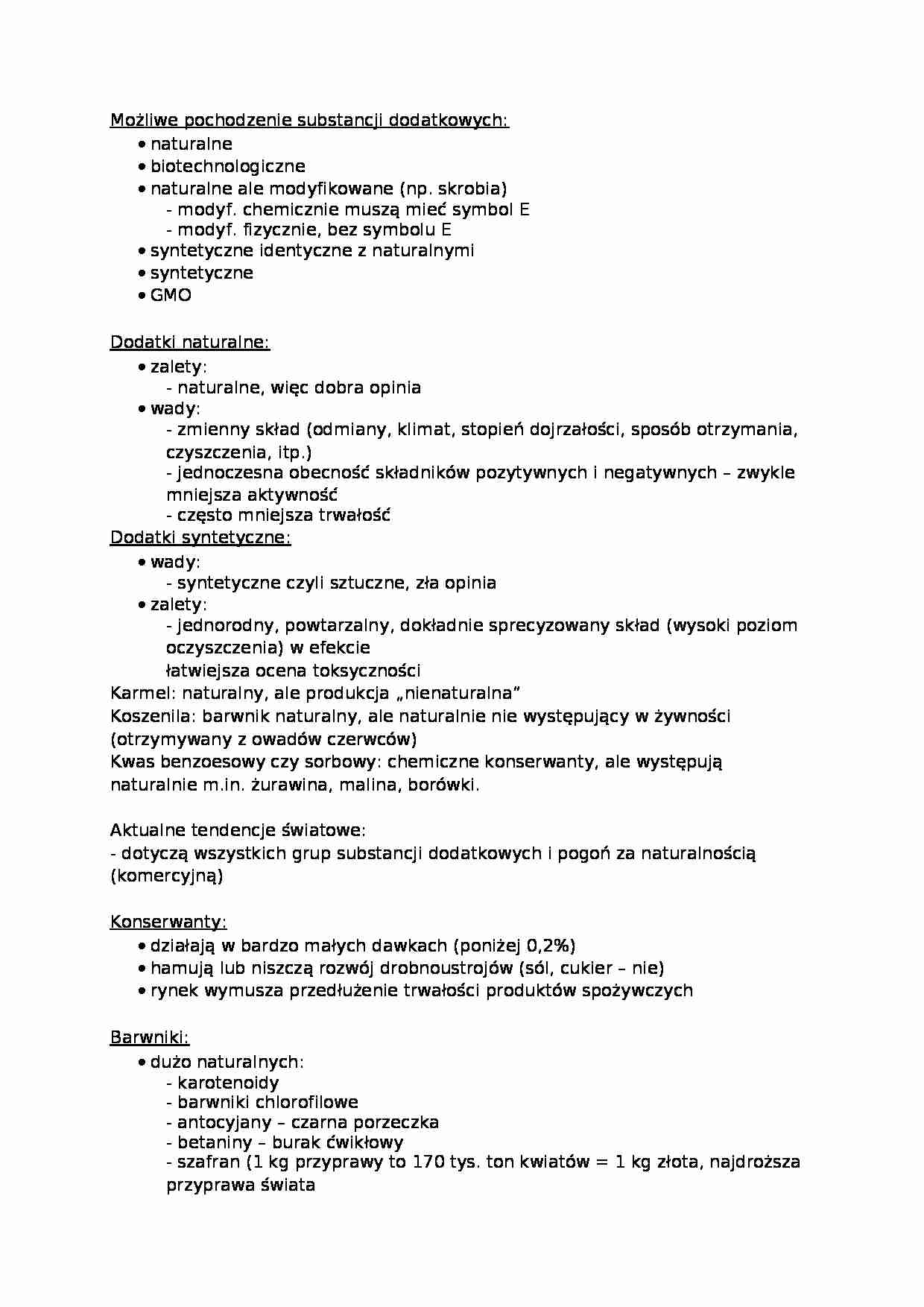 Możliwe pochodzenie substancji dodatkowych - strona 1