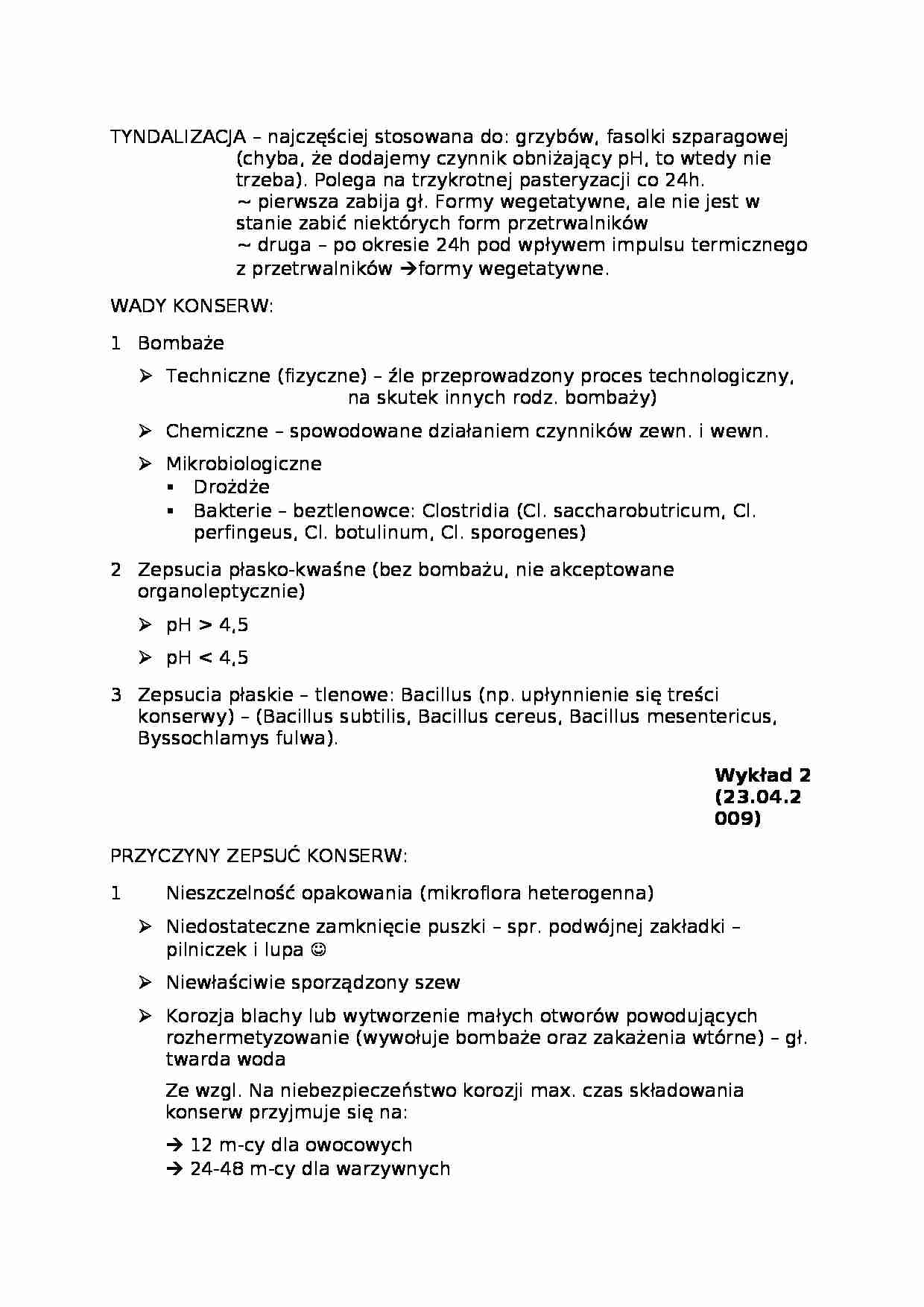 Tyndalizacja, wady konserw - strona 1