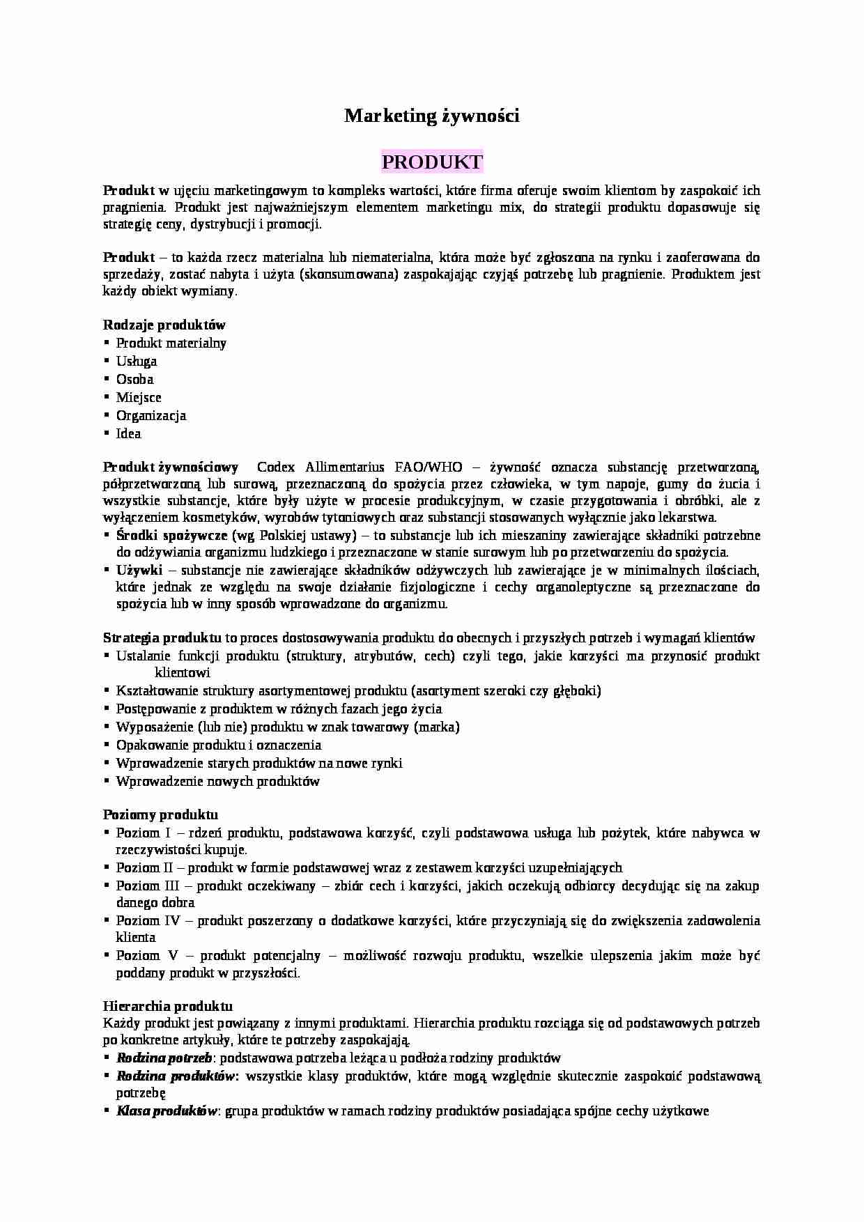 Marketing żywności-produkt - strona 1