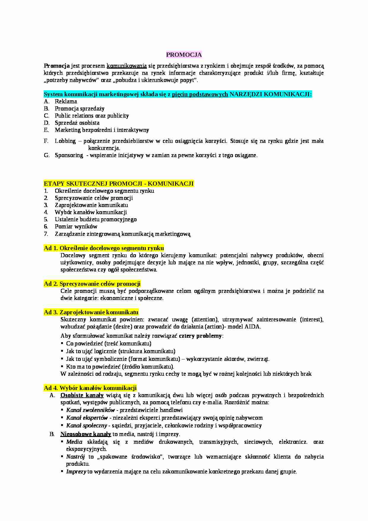 Promocja-etapy skutecznej promocji - strona 1