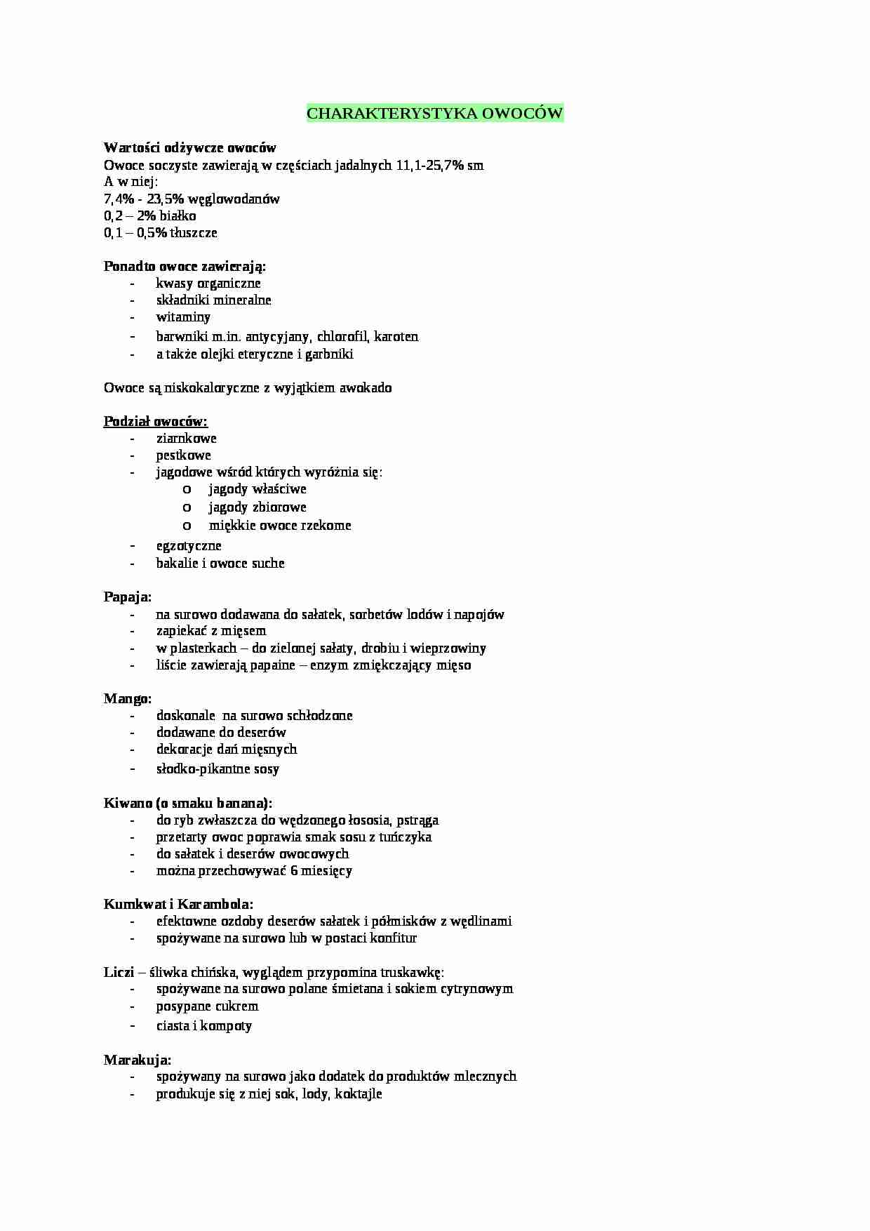 Charakterystyka owoców - strona 1