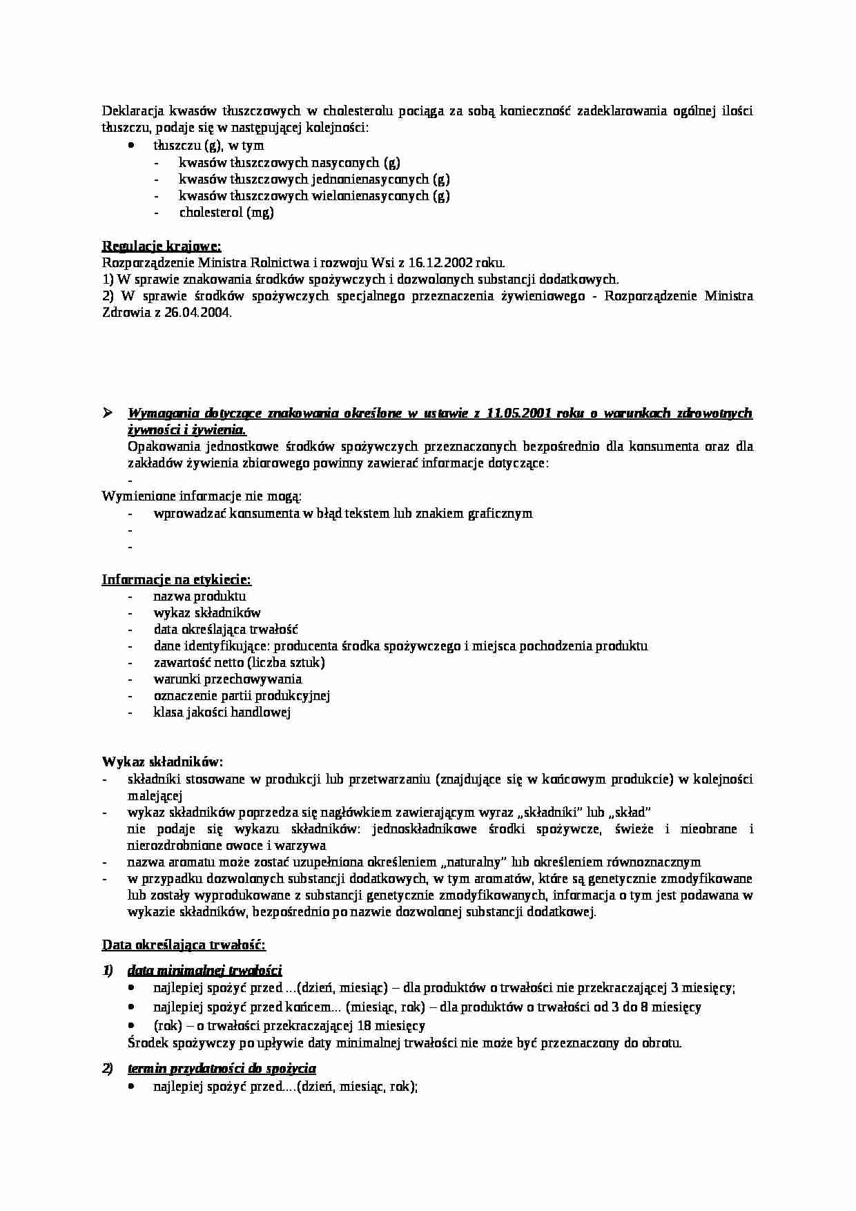 Deklaracja kwasów tłuszczowych - strona 1