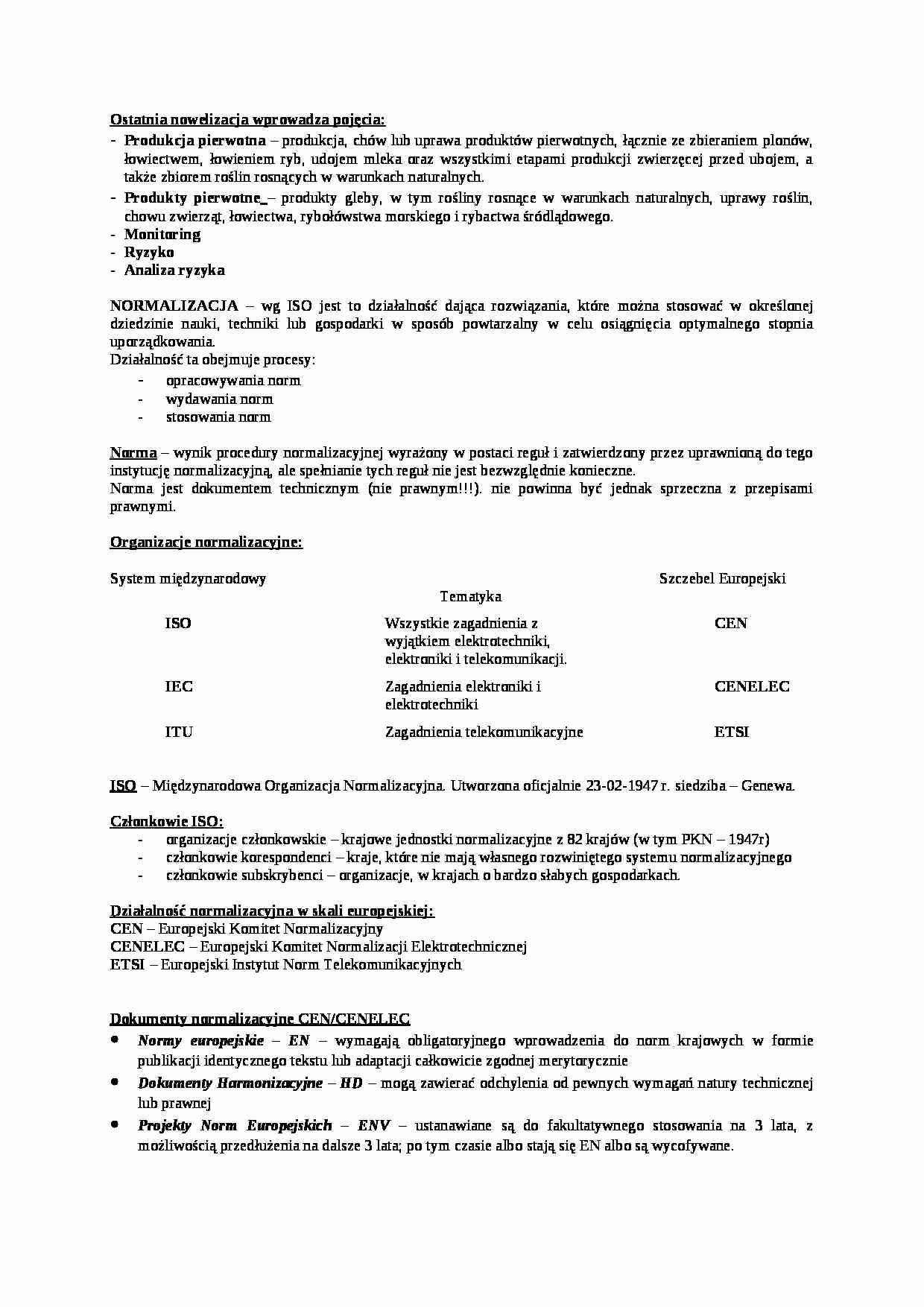 Prawo żywnościowe-nowelizacja wprowadzająca pojęcia - strona 1
