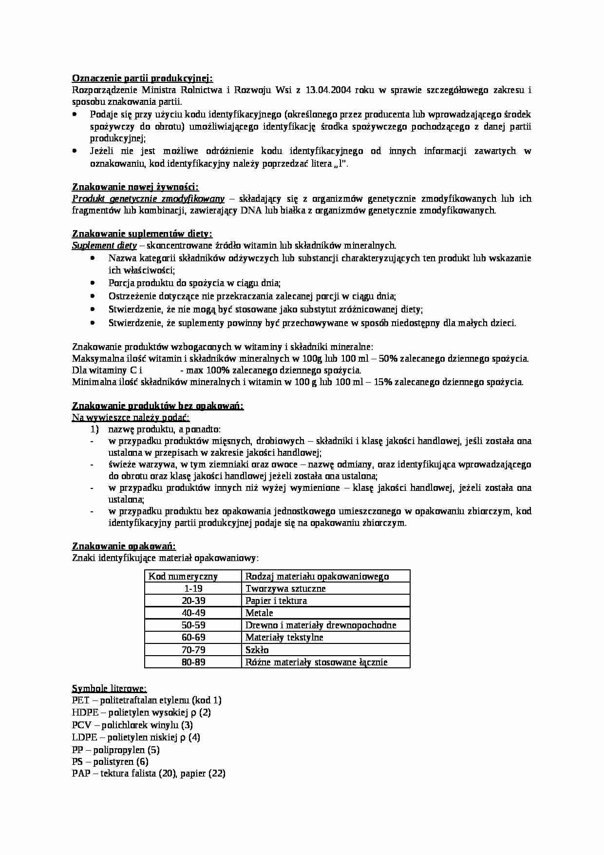 Oznaczenie partii produkcyjnej - strona 1