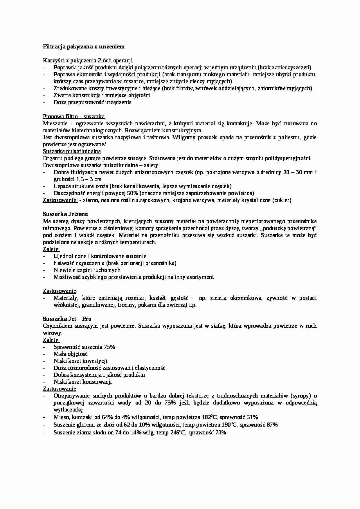 Filtracja połączona z suszeniem - strona 1