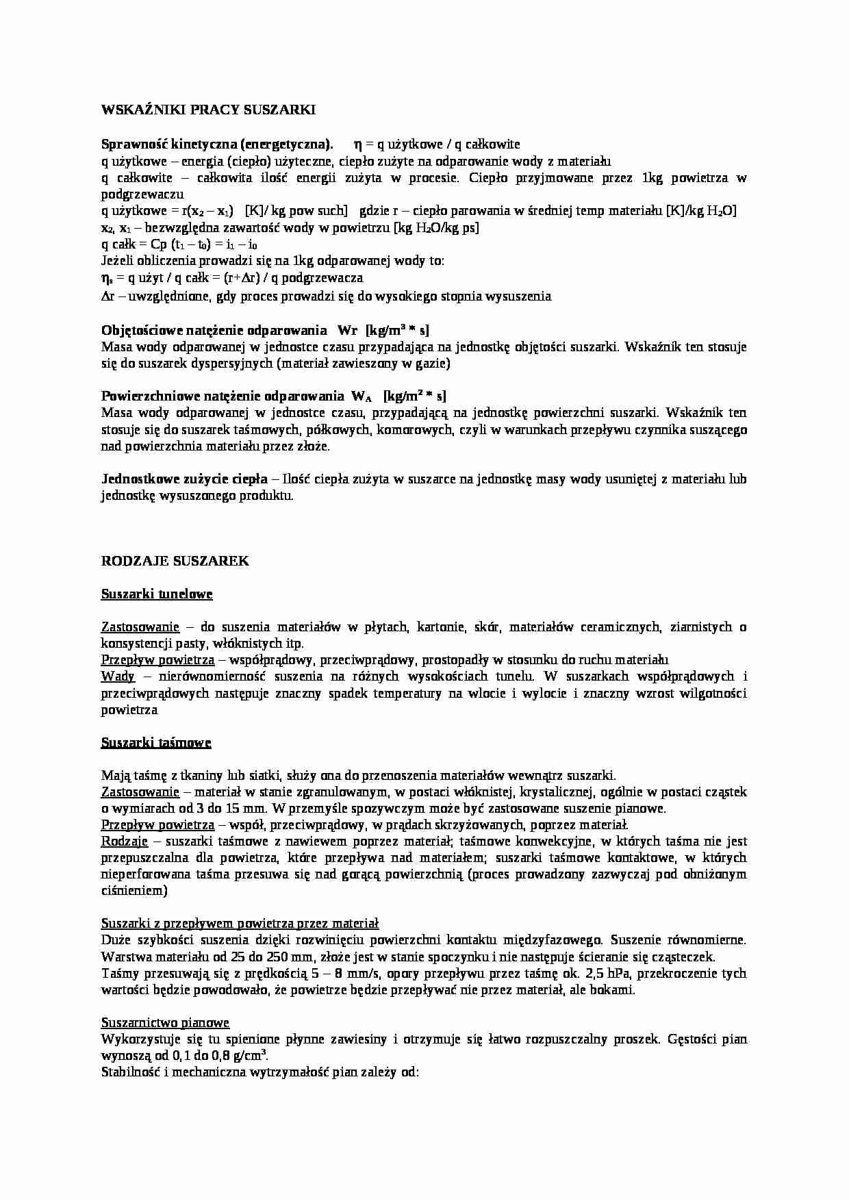 Wskaźniki pracy suszarki - strona 1